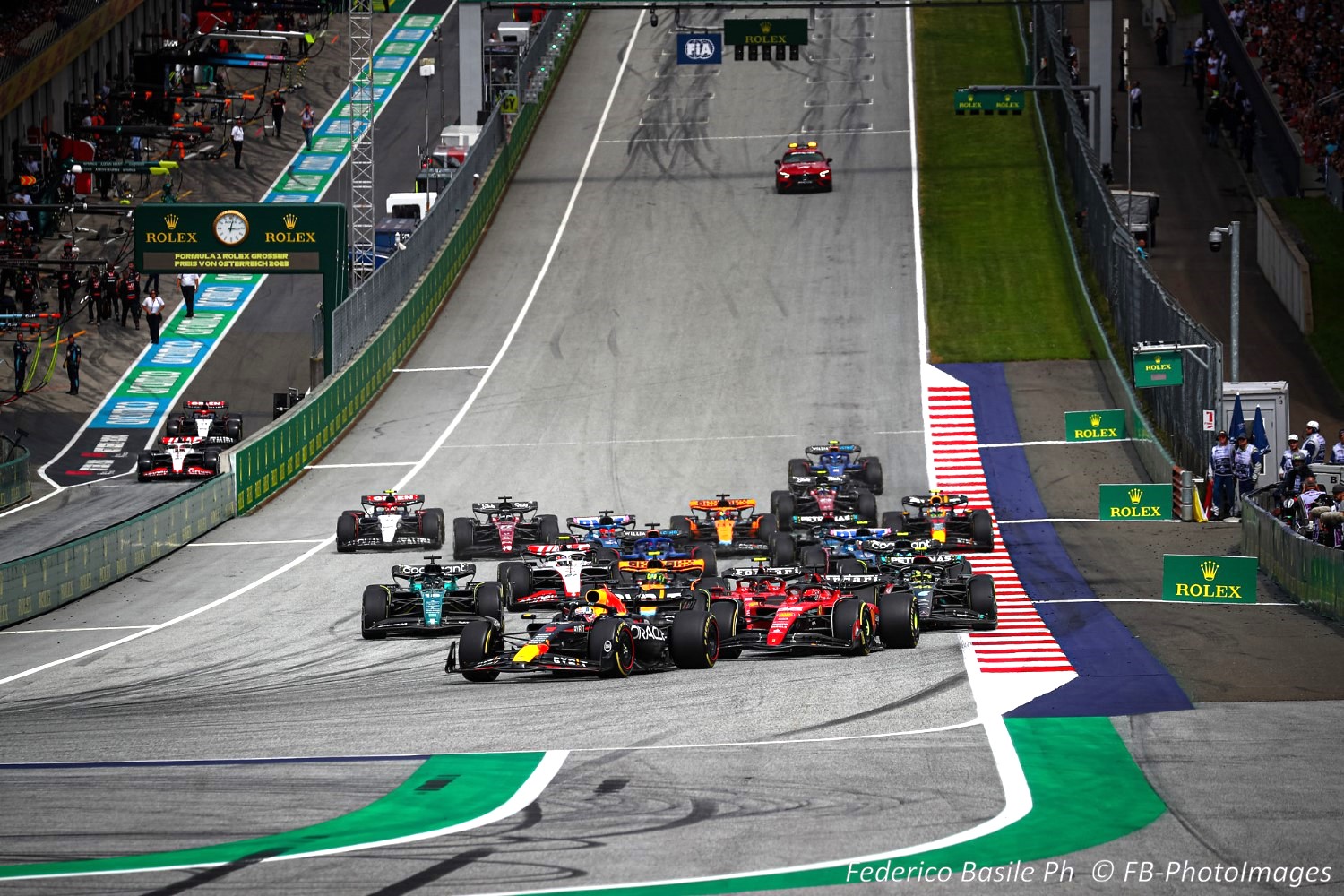 Start of the race during the Austrian GP, Spielberg 29 June-2 July 2023 at the RedBull Ring, Formula 1 World championship 2023.