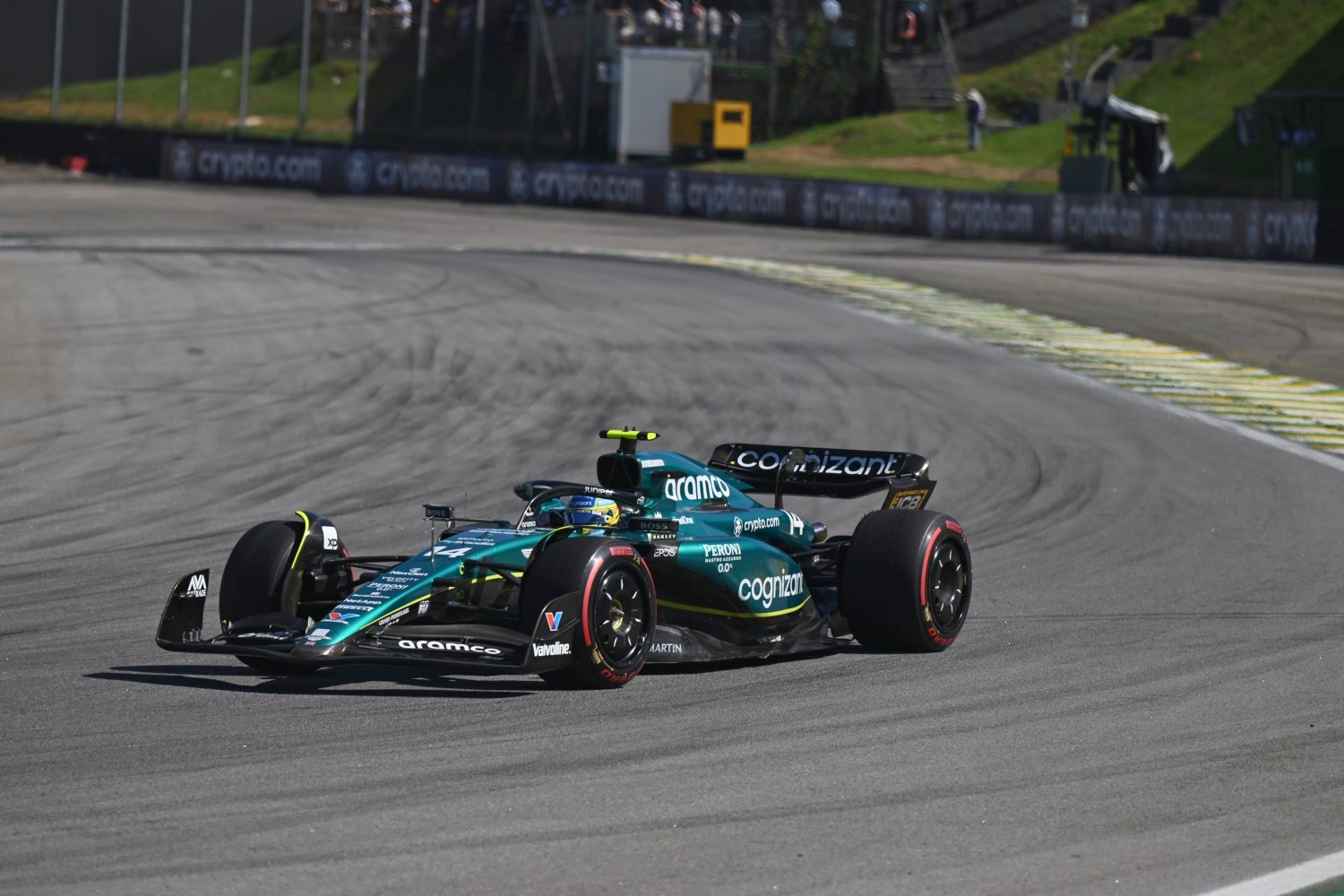 Fernando Alonso, Aston Martin AMR23 during the Brazilian GP at Autódromo José Carlos Pace on Sunday November 05, 2023 in Sao Paulo, Brazil. (Photo by Simon Galloway / LAT Images)