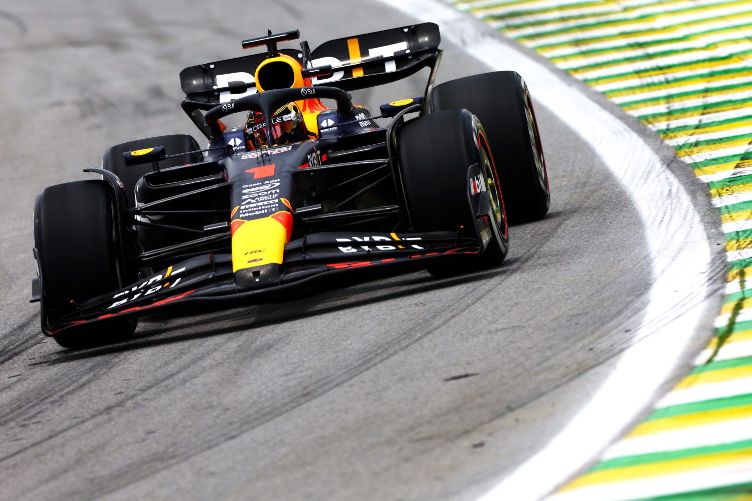 Max Verstappen of the Netherlands driving the (1) Oracle Red Bull Racing RB19 on track during practice ahead of the F1 Grand Prix of Brazil at Autodromo Jose Carlos Pace on November 03, 2023 in Sao Paulo, Brazil. (Photo by Mark Thompson/Getty Images) // Getty Images / Red Bull Content Pool