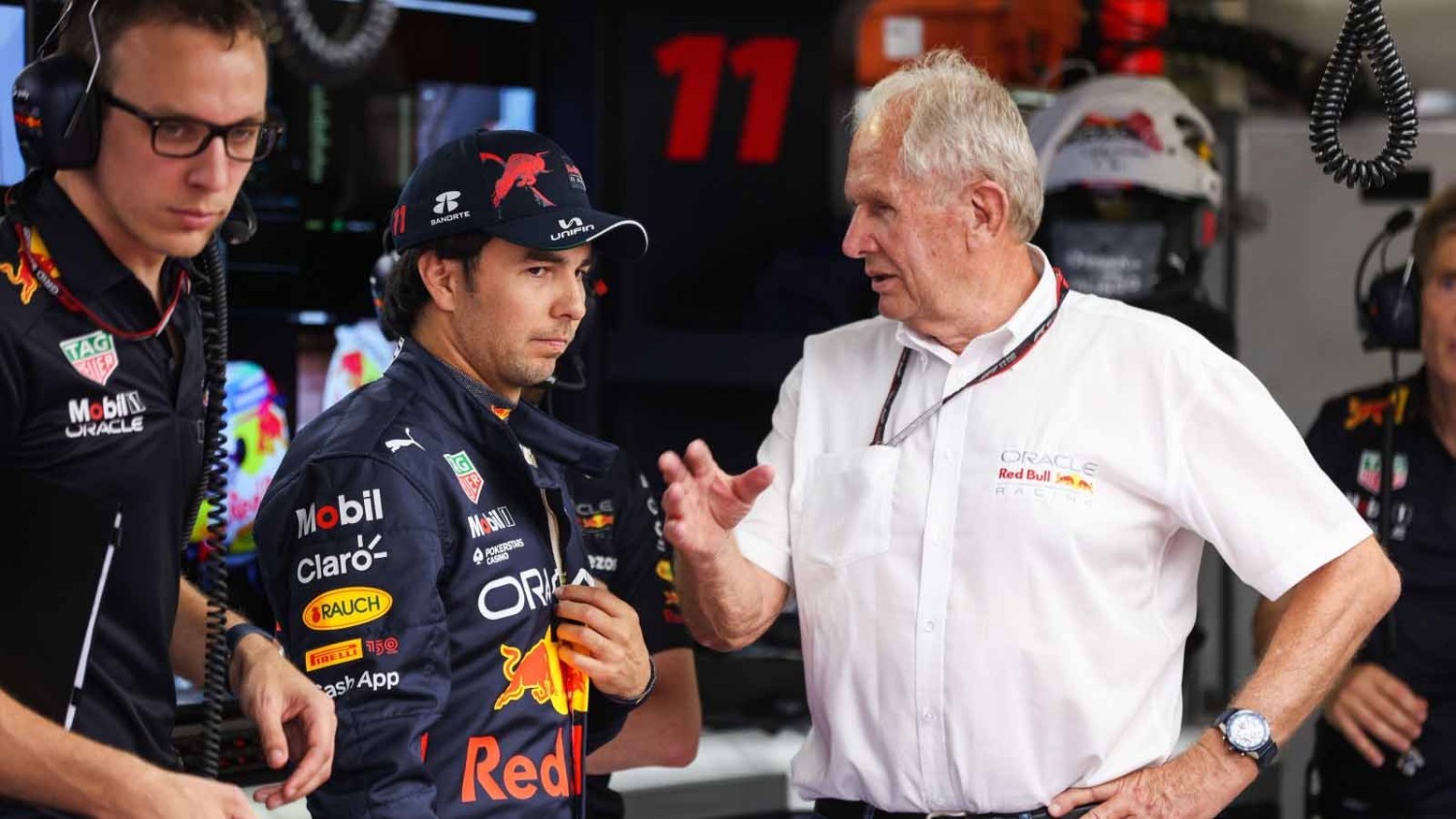 Sergio Perez talks to Dr. Helmut Marko. "Perez has some weaknesses, this can’t be denied," said a disgusted Marko