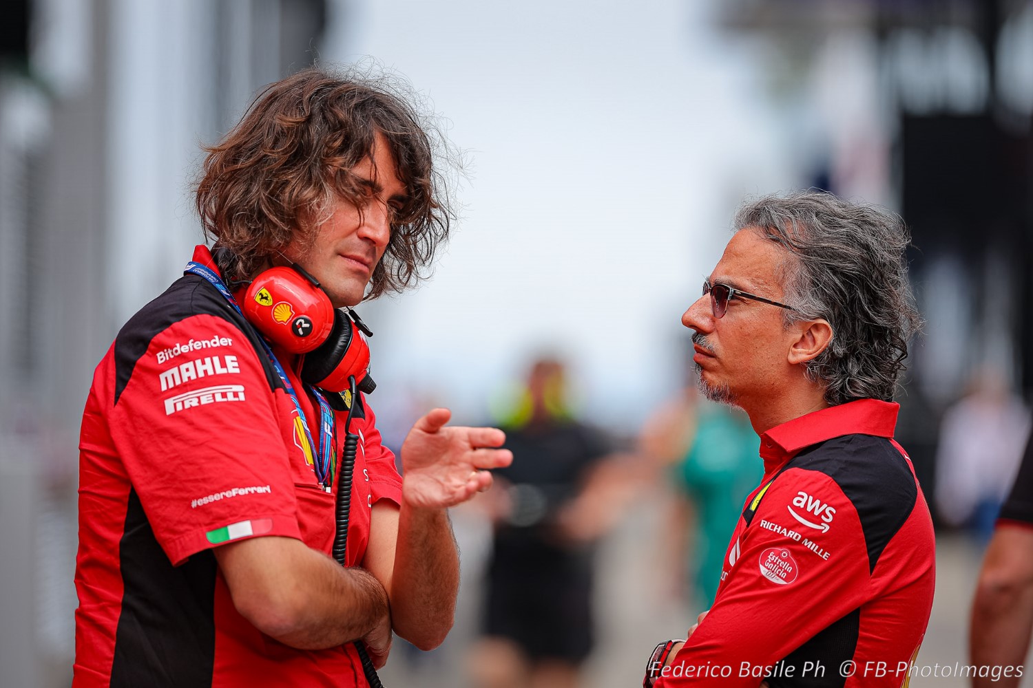 Laurent Mekies (R) sporting director of Scuderia Ferrari , during the Hungarian GP, Budapest 20-23 July 2023 at the Hungaroring, Formula 1 World championship 2023.