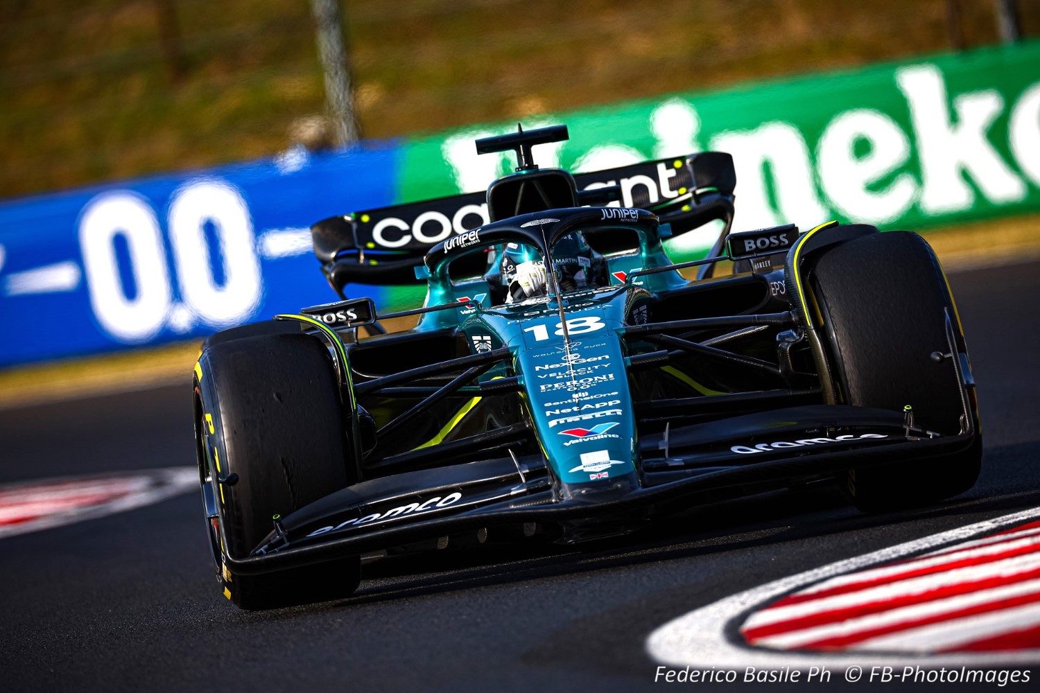 #18 Lance Stroll, (CND) Aramco Aston Martin Mercedes during the Hungarian GP, Budapest 20-23 July 2023 at the Hungaroring, Formula 1 World championship 2023.