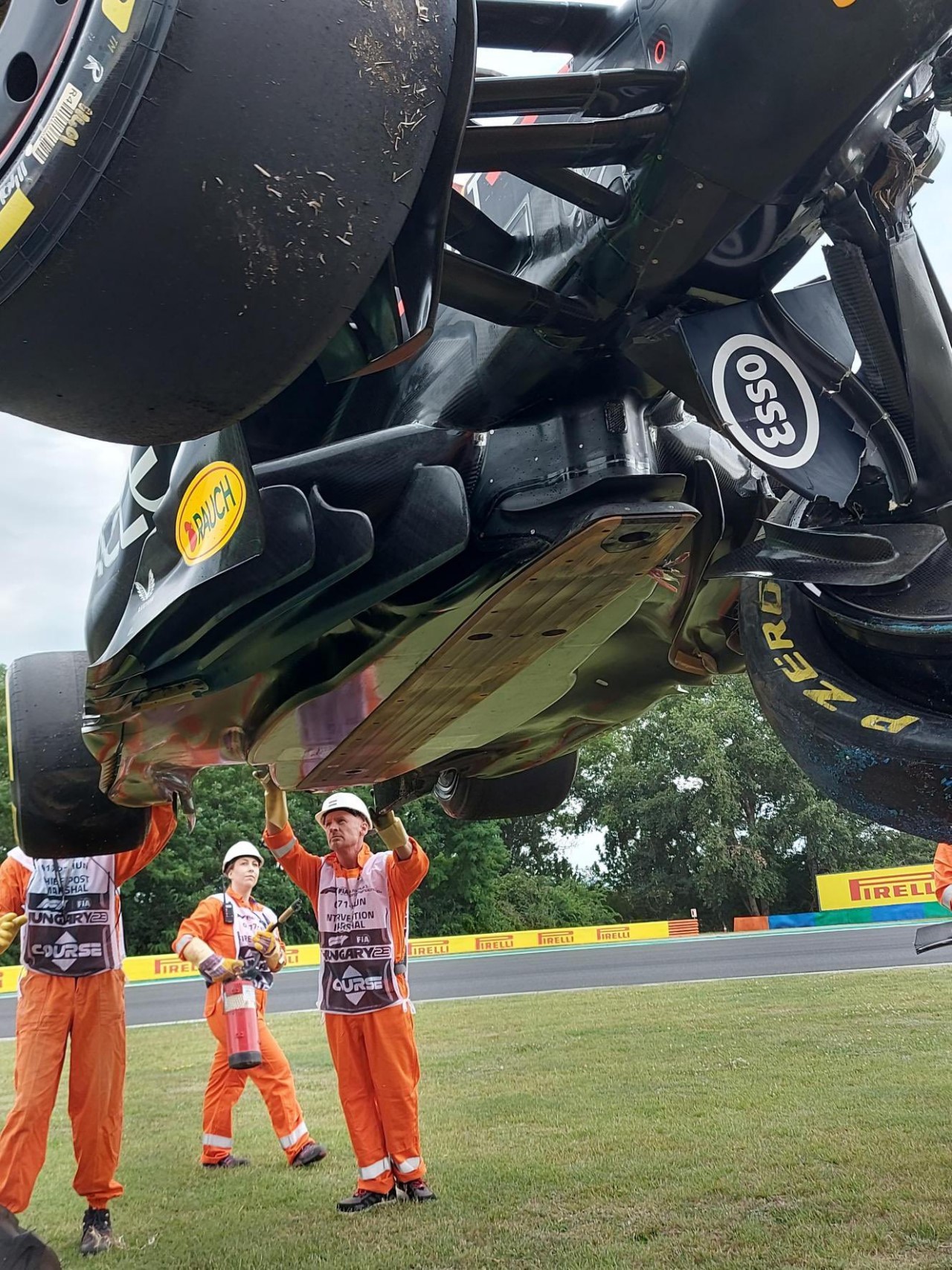 Sergio Perez crashed Friday morning in Hungary giving away Red Bull's latest floor design changes.