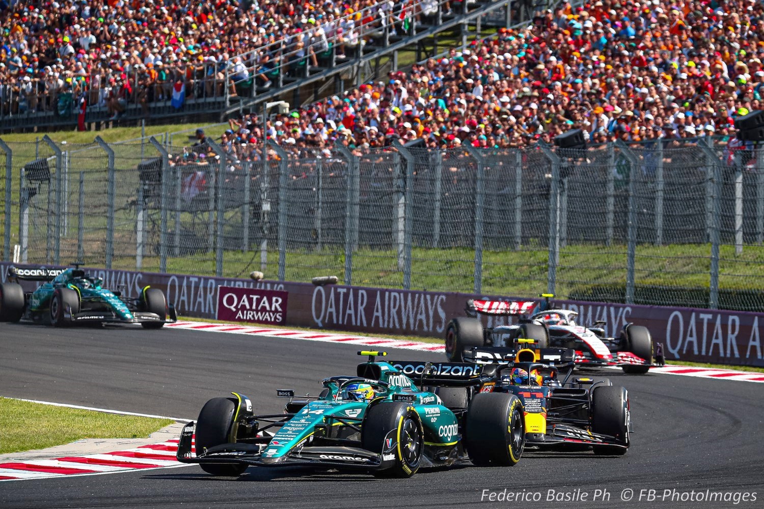 #14 Fernando Alonso, (ESP) Aramco Aston Martin Mercedes during the Hungarian GP, Budapest 20-23 July 2023 at the Hungaroring, Formula 1 World championship 2023.