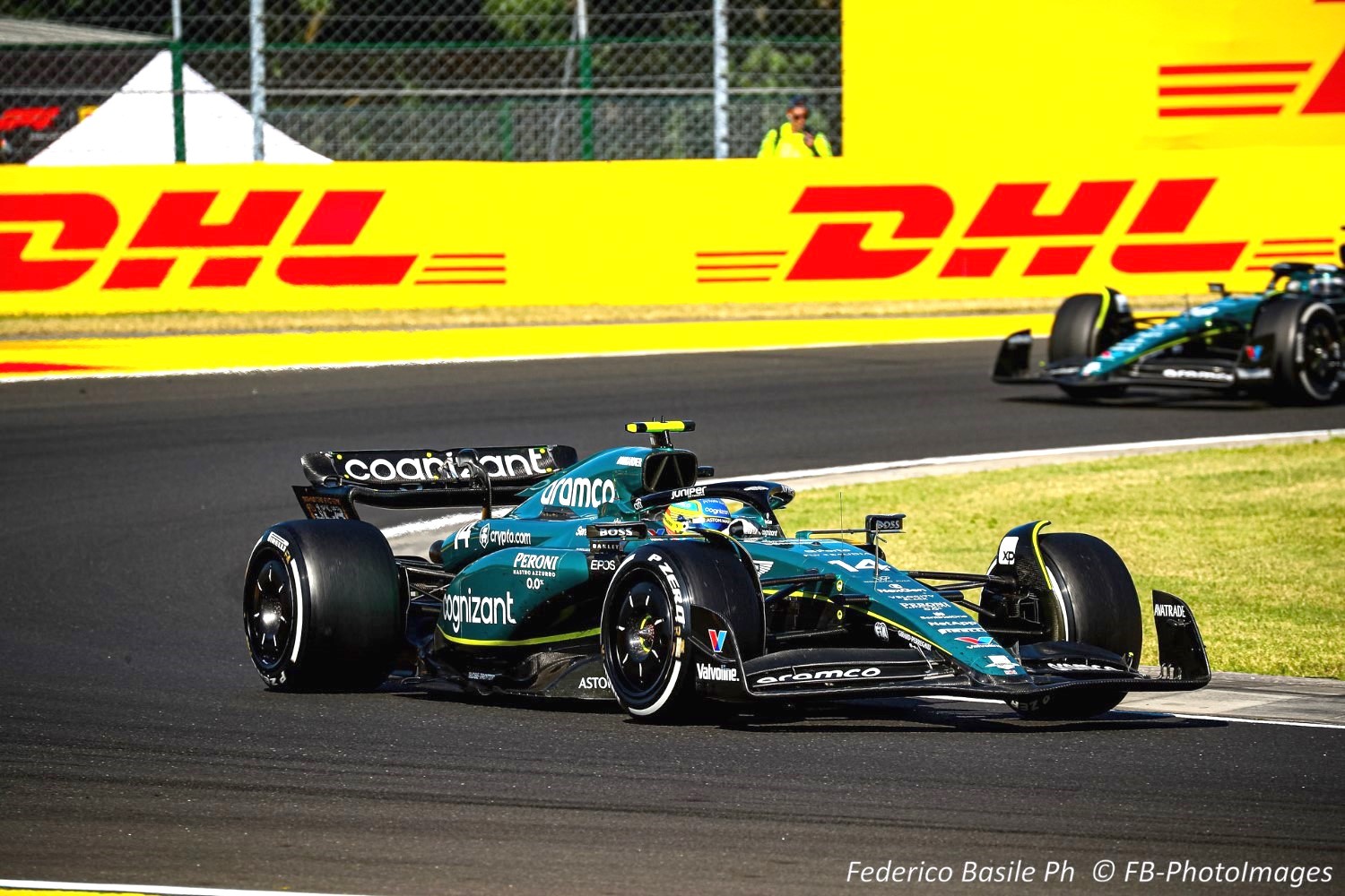 #14 Fernando Alonso, (ESP) Aramco Aston Martin Mercedes during the Hungarian GP, Budapest 20-23 July 2023 at the Hungaroring, Formula 1 World championship 2023.