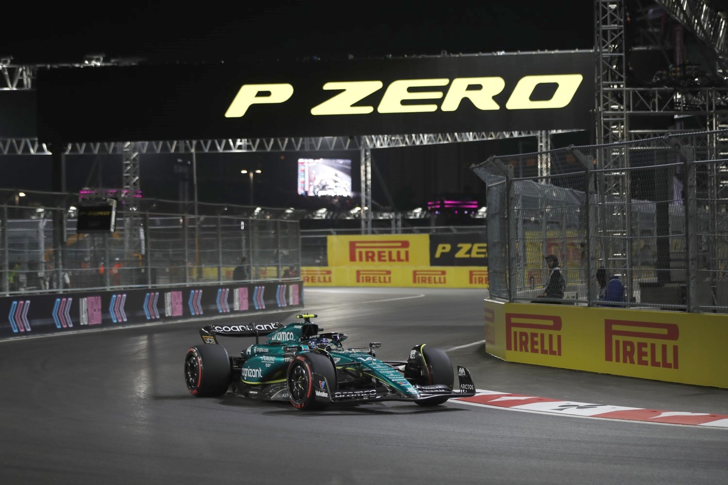 Fernando Alonso, Aston Martin AMR23 during the Las Vegas GP at Streets of Las Vegas on Friday November 17, 2023, United States of America. (Photo by Jake Grant / LAT Images)