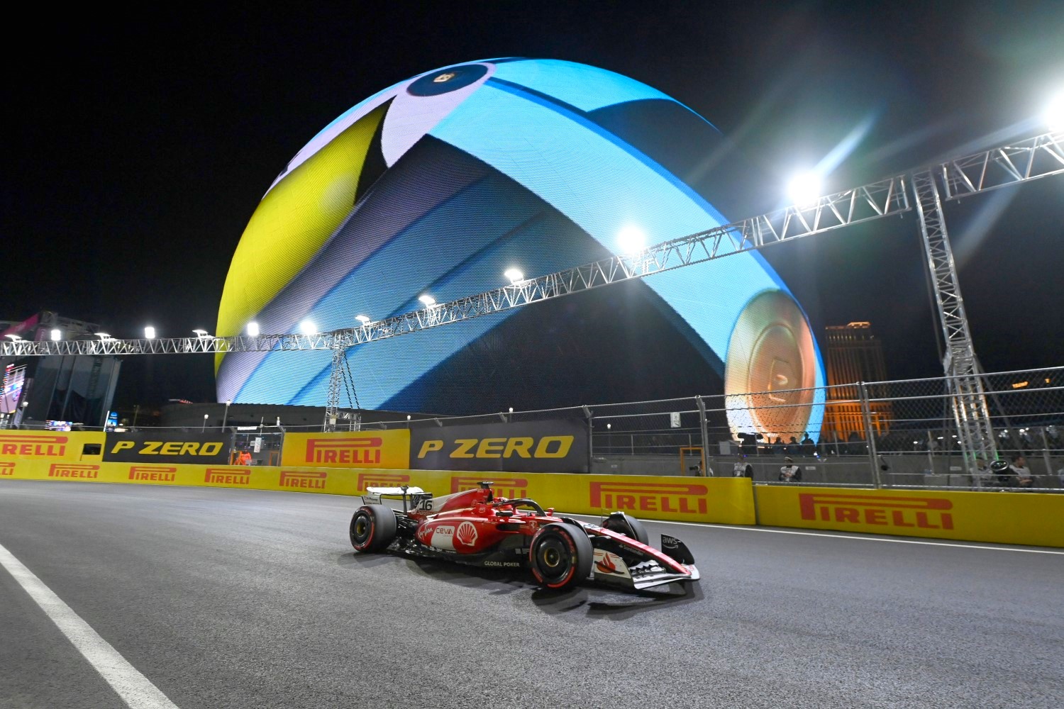 Charles Leclerc, Ferrari SF-23 during the Las Vegas GP at Streets of Las Vegas on Friday November 17, 2023, United States of America. (Photo by Mark Sutton / LAT Images)