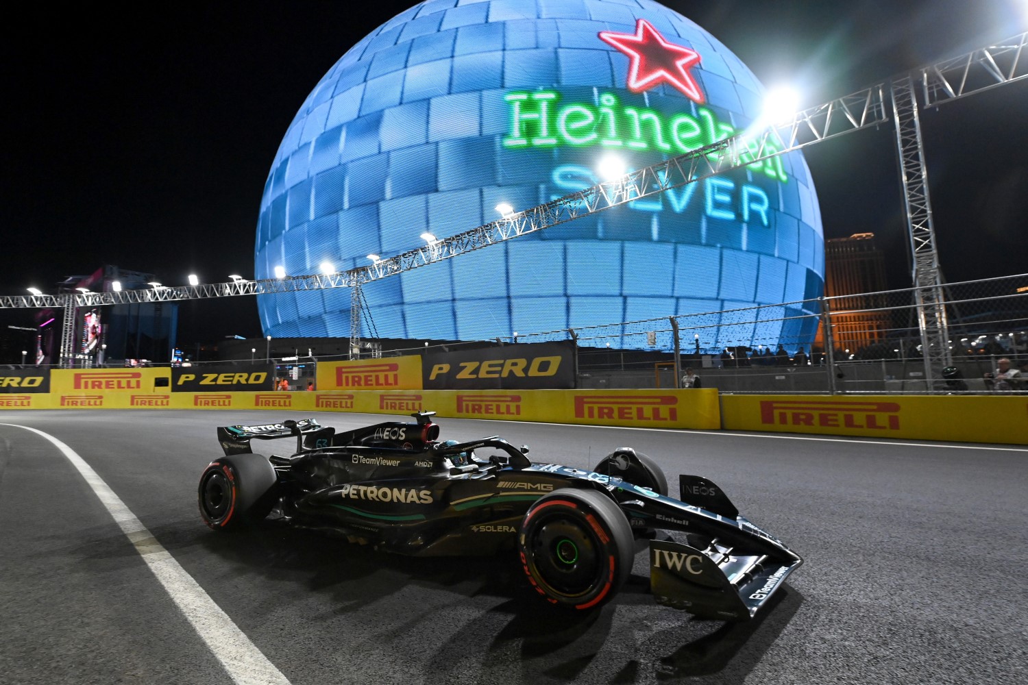 George Russell, Mercedes F1 W14 during the Las Vegas GP at Streets of Las Vegas on Friday November 17, 2023, United States of America. (Photo by Mark Sutton / LAT Images)