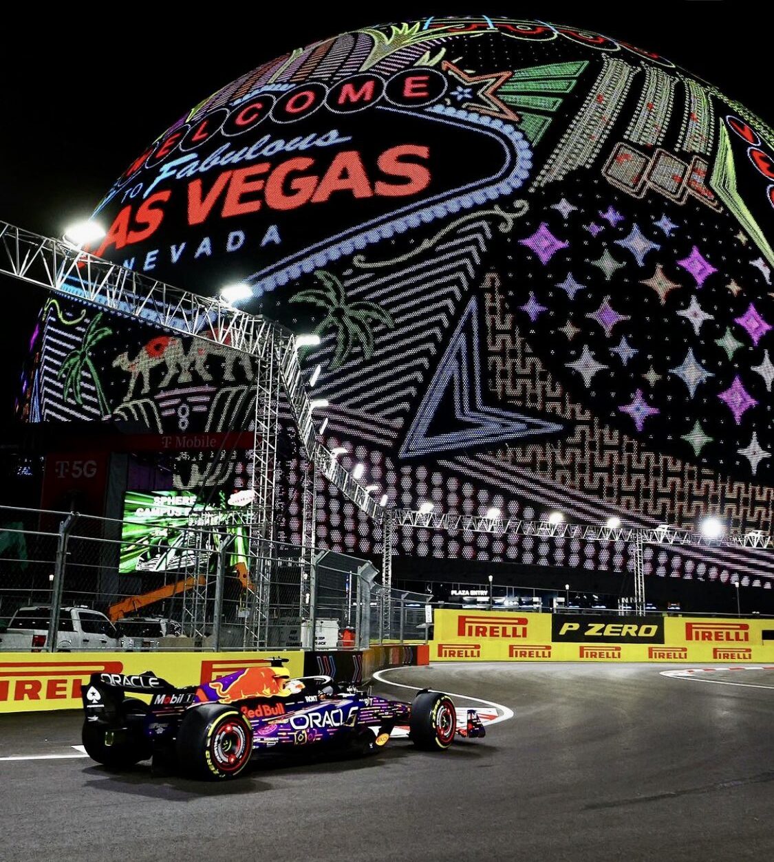 Max Verstappen leading the 2023 Las Vegas GP