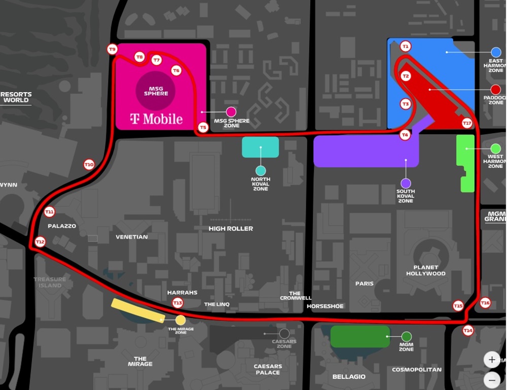 Las Vegas GP Granstand Locations