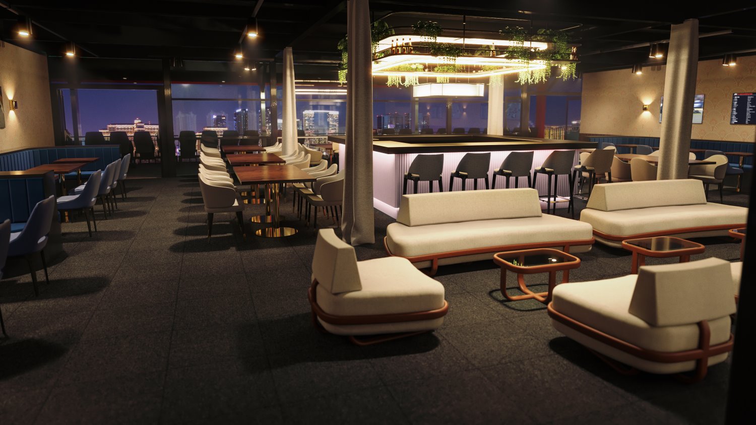 Rendering of Mercedes F1 Hospitality Suite