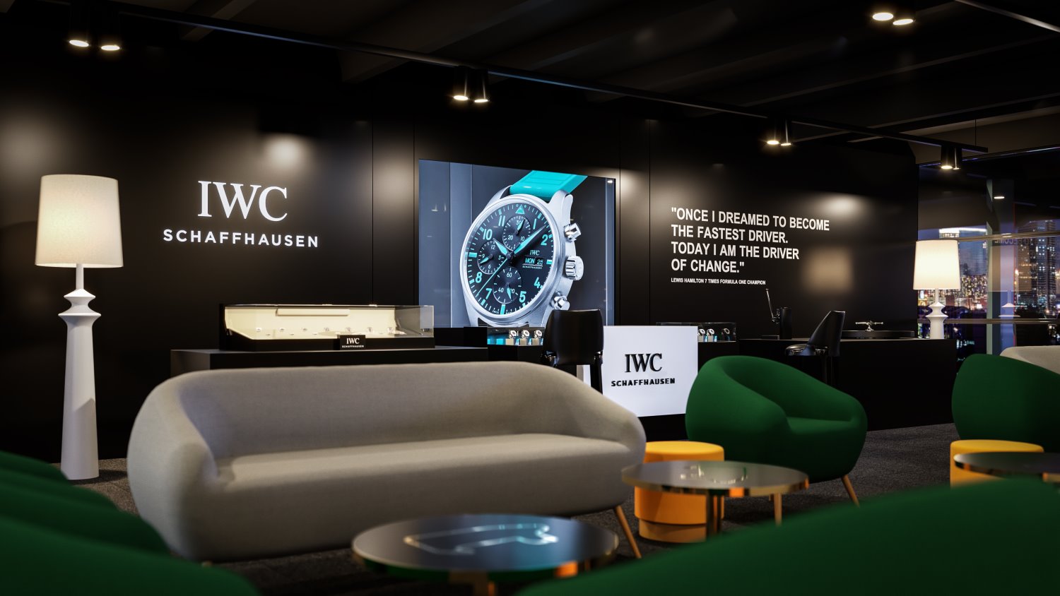 Rendering of Mercedes F1 Hospitality Suite