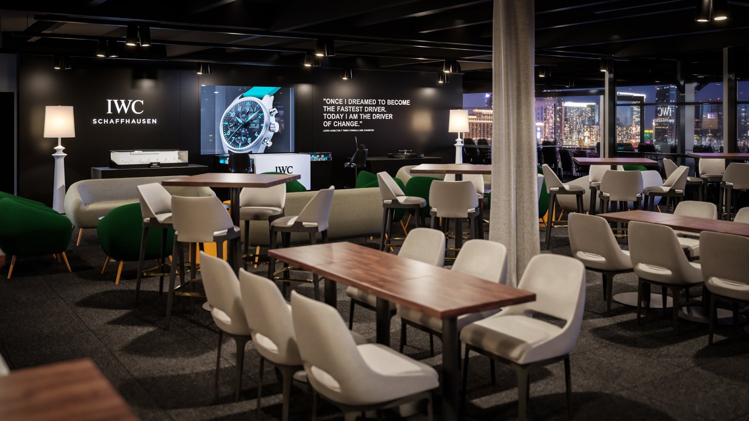 Rendering of Mercedes F1 Hospitality Suite