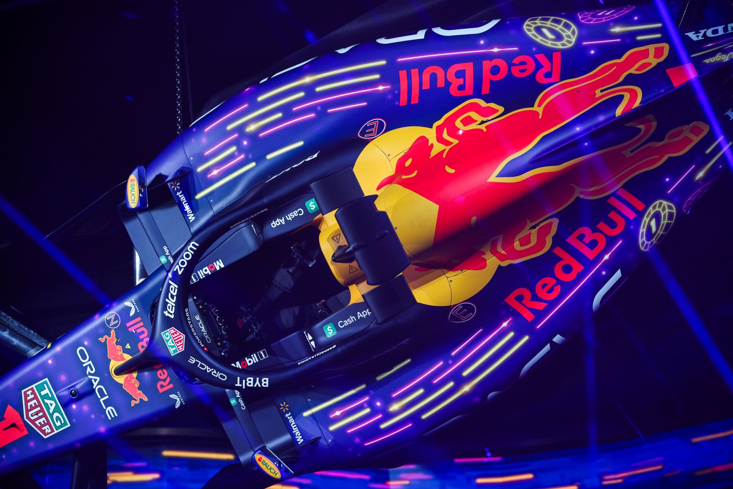 Oracle Red Bull Racing RB19 is pictured at the Red Bull Racing Make Your Mark Las Vegas Livery Reveal during previews ahead of the F1 Grand Prix of Las Vegas at Las Vegas Strip Circuit on November 14, 2023 in Las Vegas, Nevada. (Photo by Jared C. Tilton/Getty Images) // Getty Images / Red Bull Content Pool