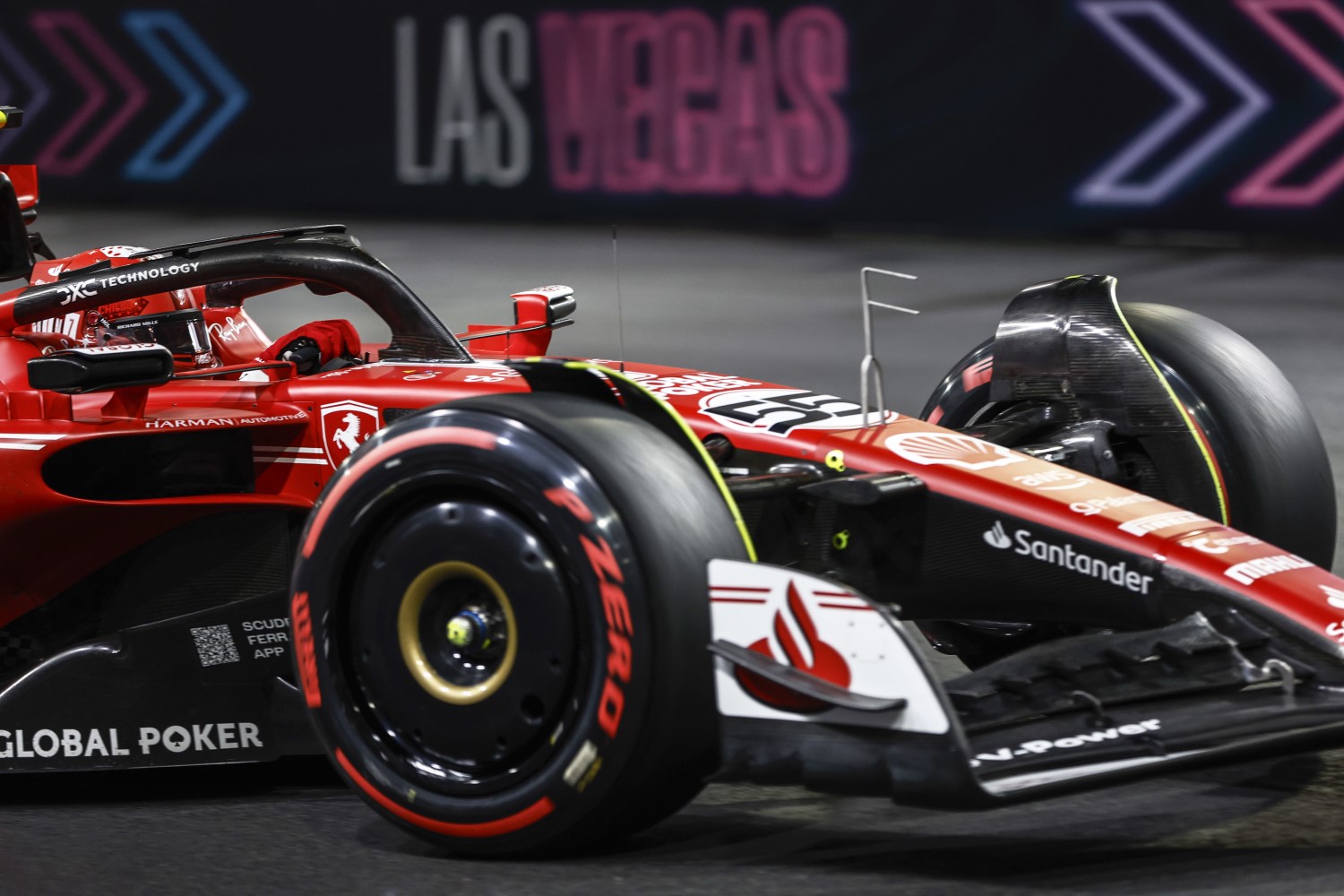 Carlos Sainz, Ferrari SF-23 during the Las Vegas GP at Streets of Las Vegas on Thursday November 16, 2023, United States of America. (Photo by Zak Mauger / LAT Images)