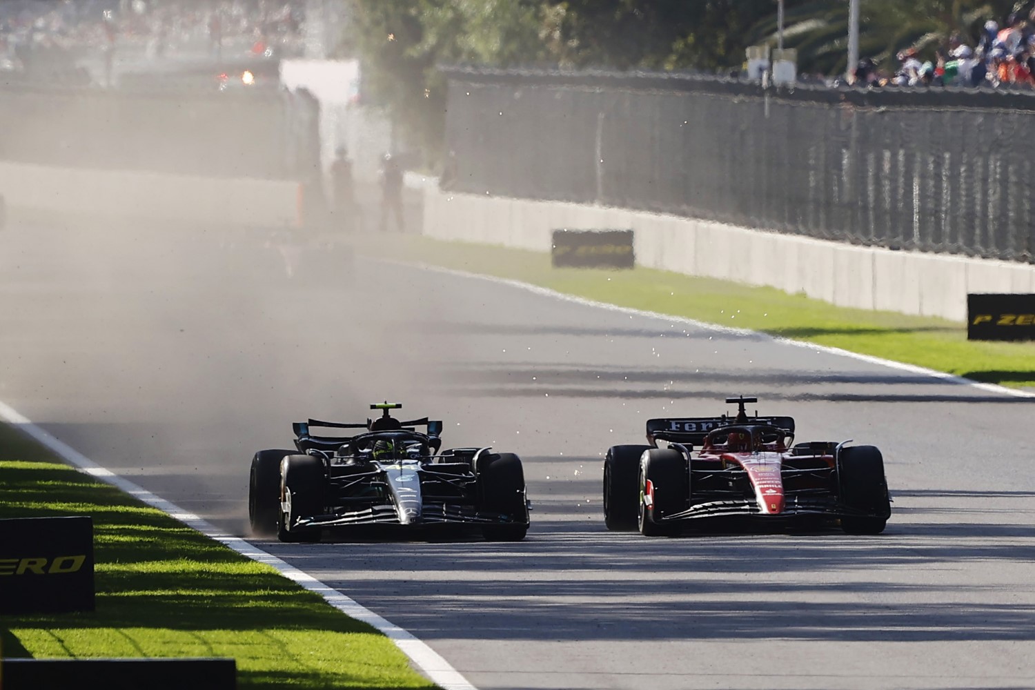 Hamilton passes Leclerc for 2nd in 2023 Mexican Grand Prix, Sunday - LAT Images for Mercedes