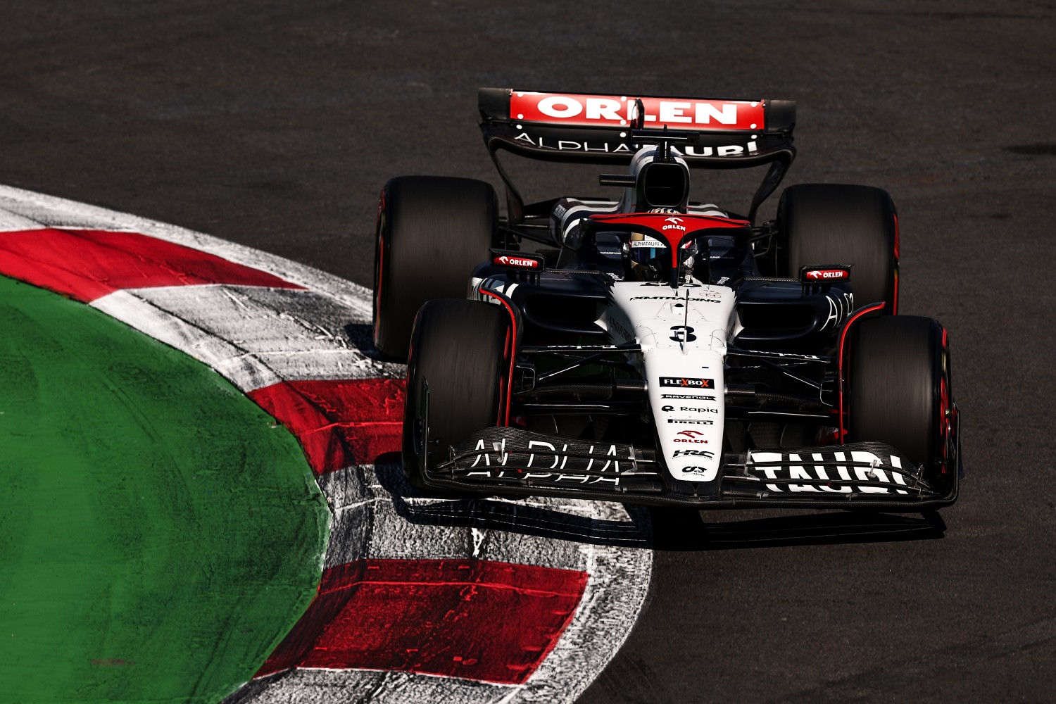 Daniel Ricciardo of Australia driving the (3) Scuderia AlphaTauri AT04 on track during qualifying ahead of the F1 Grand Prix of Mexico at Autodromo Hermanos Rodriguez on October 28, 2023 in Mexico City, Mexico. (Photo by Jared C. Tilton/Getty Images)