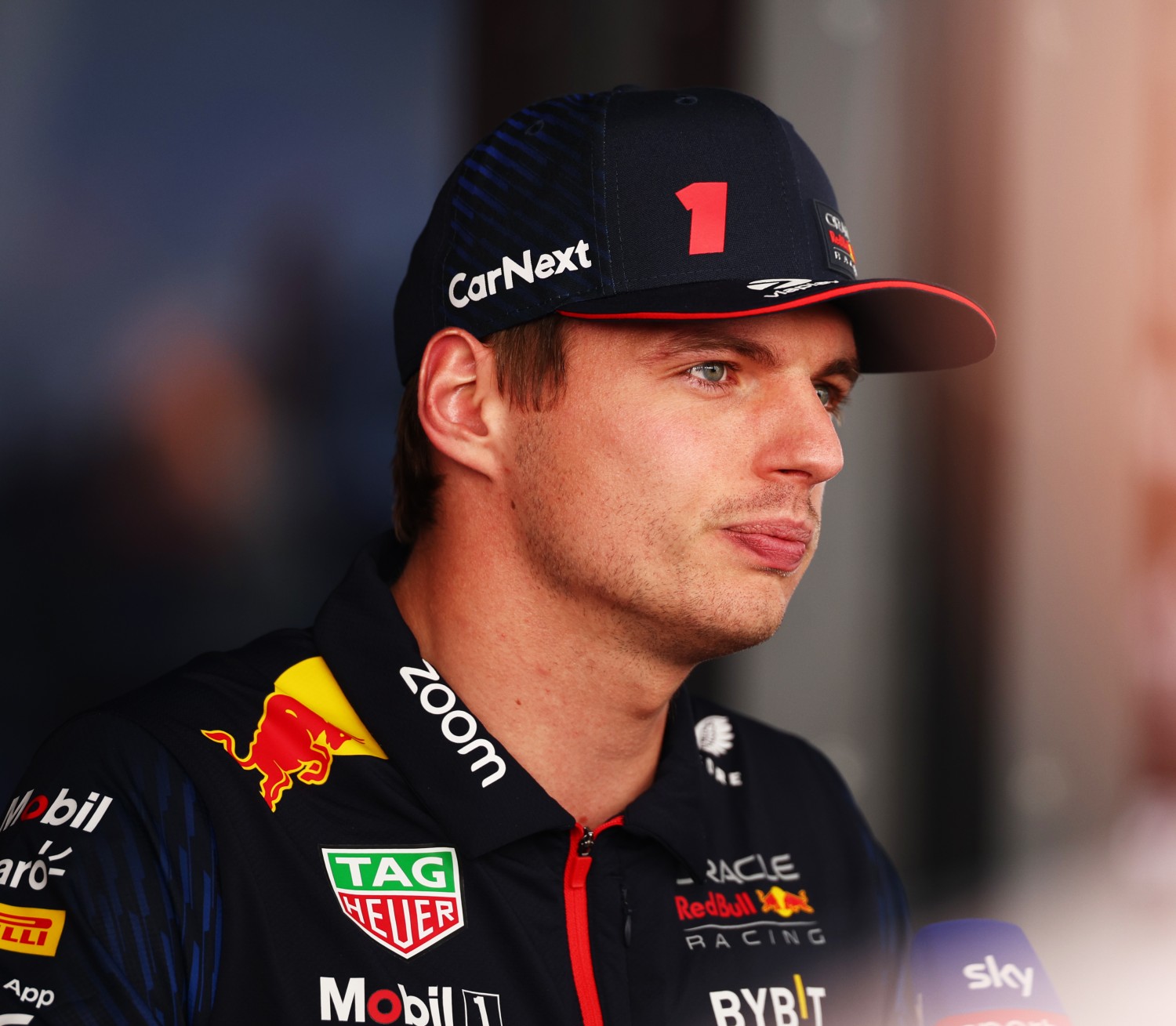Max Verstappen of the Netherlands and Oracle Red Bull Racing talks to the media in the Paddock during previews ahead of the F1 Grand Prix of Mexico at Autodromo Hermanos Rodriguez on October 26, 2023 in Mexico City, Mexico. (Photo by Jared C. Tilton/Getty Images)