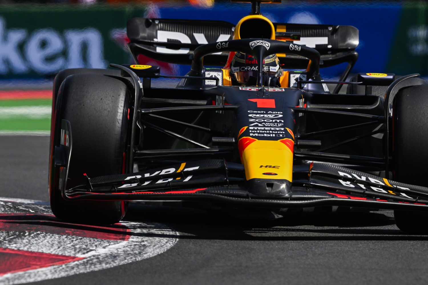 Max Verstappen of the Netherlands driving the (1) Oracle Red Bull Racing RB19 on track during final practice ahead of the F1 Grand Prix of Mexico at Autodromo Hermanos Rodriguez on October 28, 2023 in Mexico City, Mexico. (Photo by Rudy Carezzevoli/Getty Images)