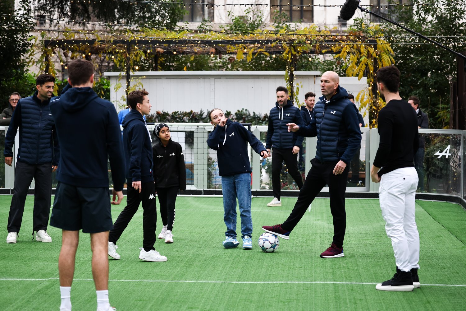 Zinedine Zidane, the legendary French footballer and Alpine ambassadorgives soccer lessons