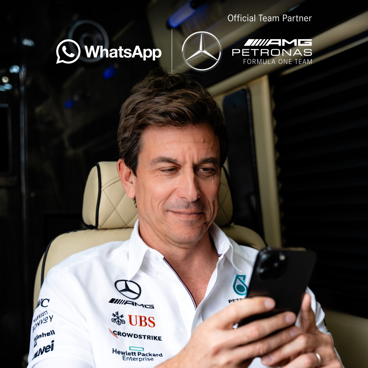 Toto Wolff using Mercedes WhatsApp