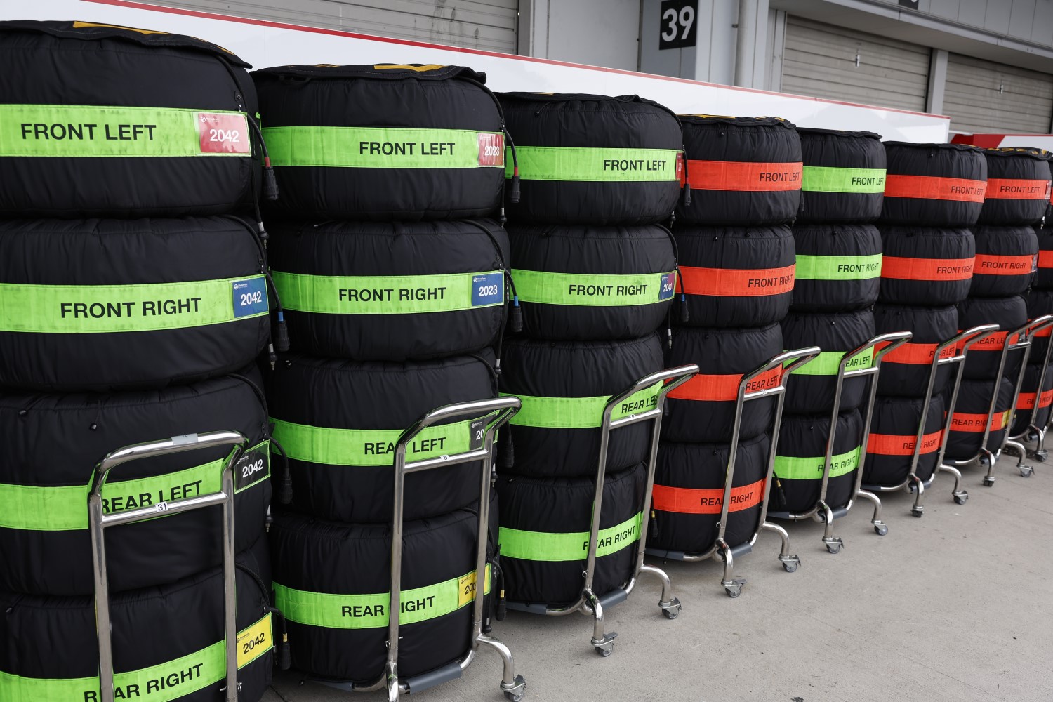 Pirelli tires during the Japanese GP at Suzuka on Thursday September 21, 2023 in Suzuka, Japan. (Photo by Steven Tee / LAT Images)