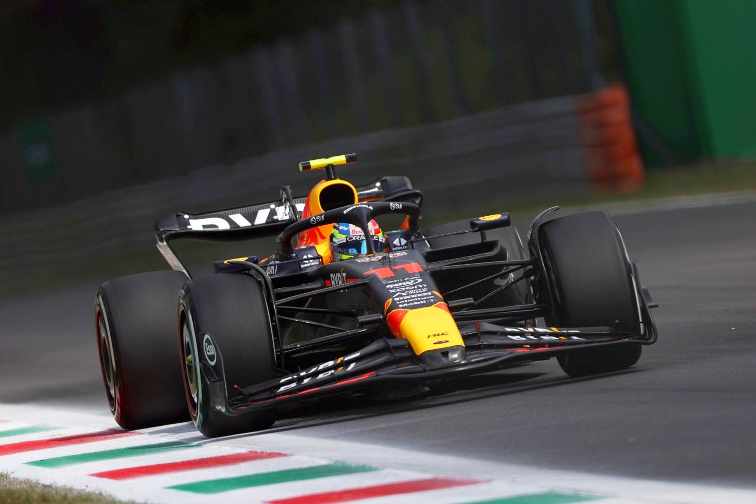 Sergio Perez of Mexico driving the (11) Oracle Red Bull Racing RB19 on track during practice ahead of the F1 Grand Prix of Italy at Autodromo Nazionale Monza on September 01, 2023 in Monza, Italy. (Photo by Ryan Pierse/Getty Images) // Getty Images / Red Bull Content Pool 