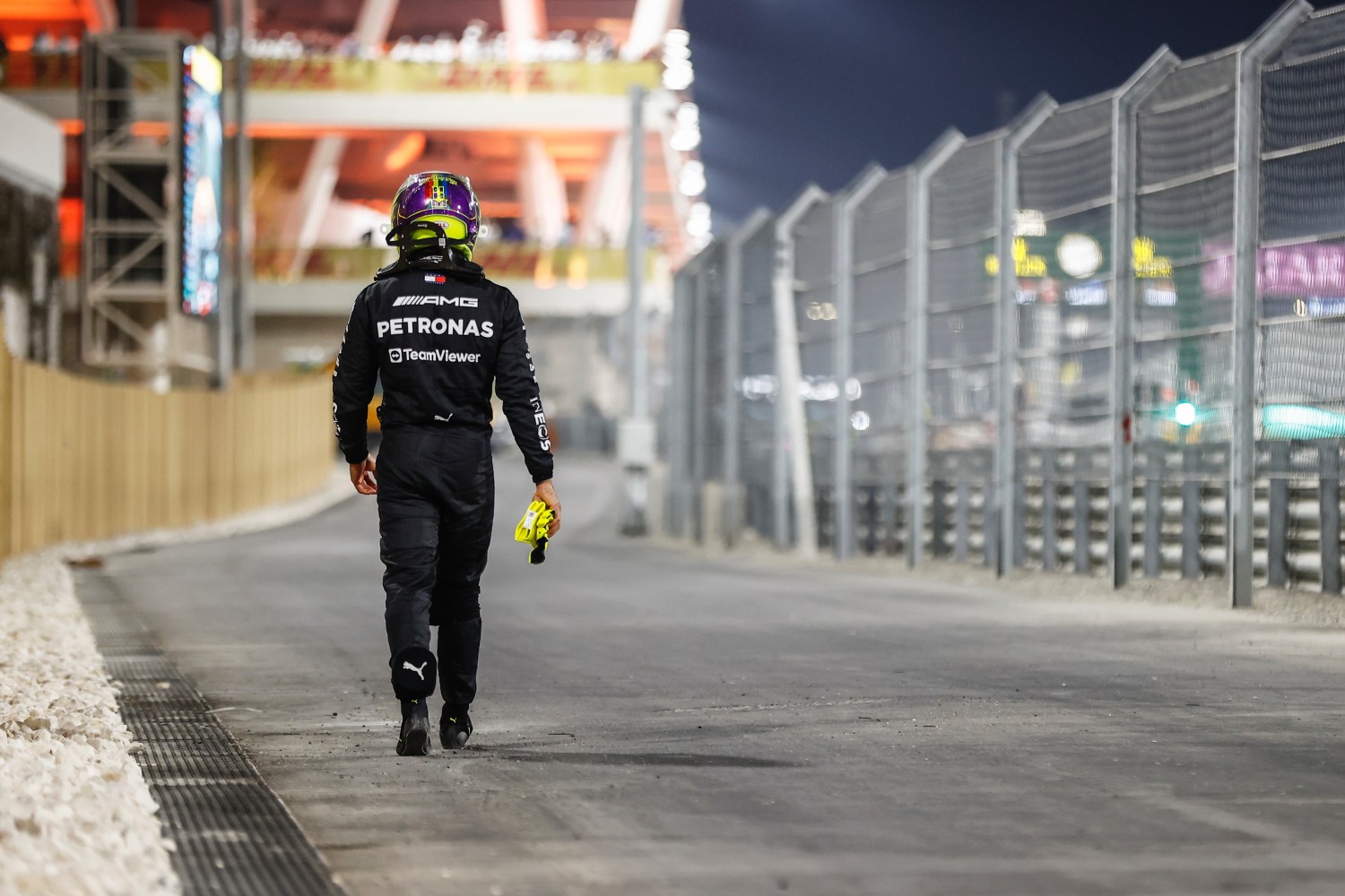 Lewis Hamilton Walks back to the pits