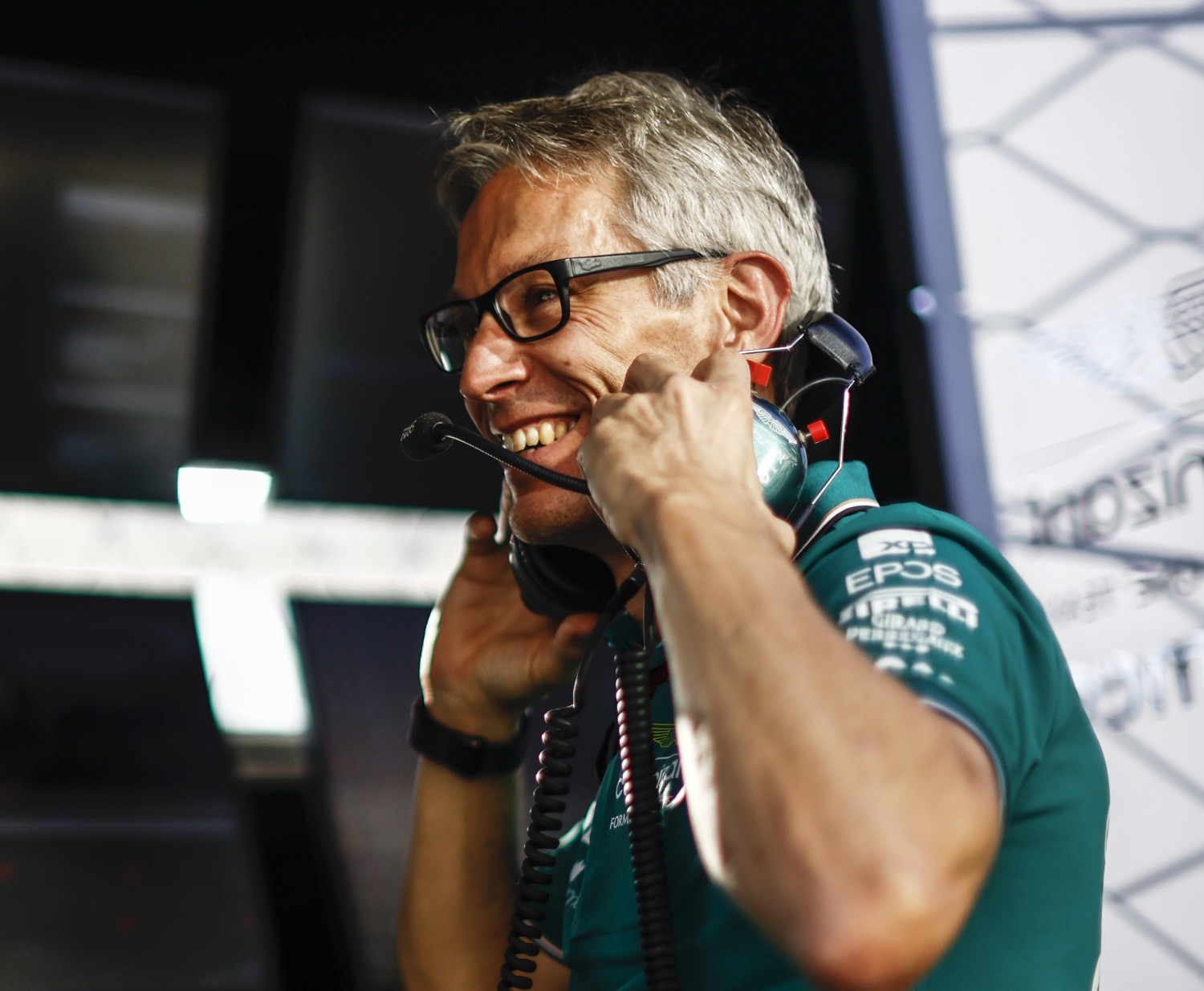 Mike Krack, Team Principal, Aston Martin F1 Team, on the pit wall