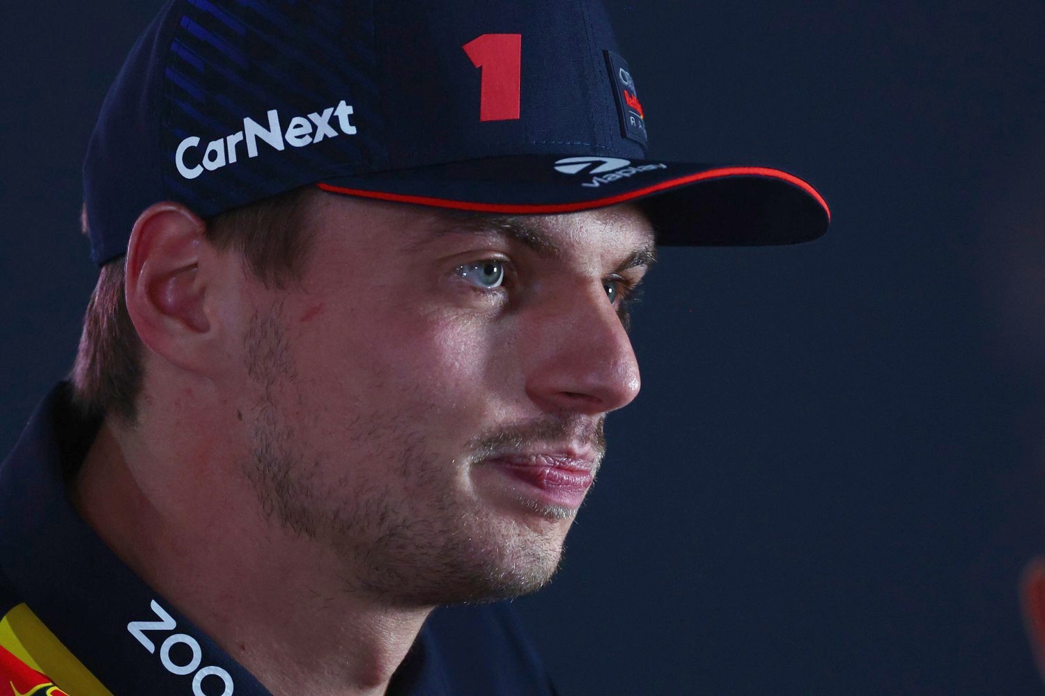 Max Verstappen of the Netherlands and Oracle Red Bull Racing talks to the media in the Paddock during previews ahead of the F1 Grand Prix of Qatar at Lusail International Circuit on October 05, 2023 in Lusail City, Qatar. (Photo by Clive Rose/Getty Images) // Getty Images / Red Bull Content Pool