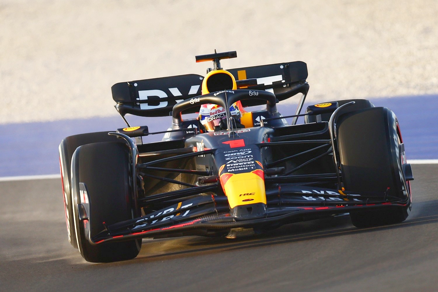 Max Verstappen of the Netherlands driving the (1) Oracle Red Bull Racing RB19 on track during practice ahead of the F1 Grand Prix of Qatar at Lusail International Circuit on October 06, 2023 in Lusail City, Qatar. (Photo by Clive Rose/Getty Images)