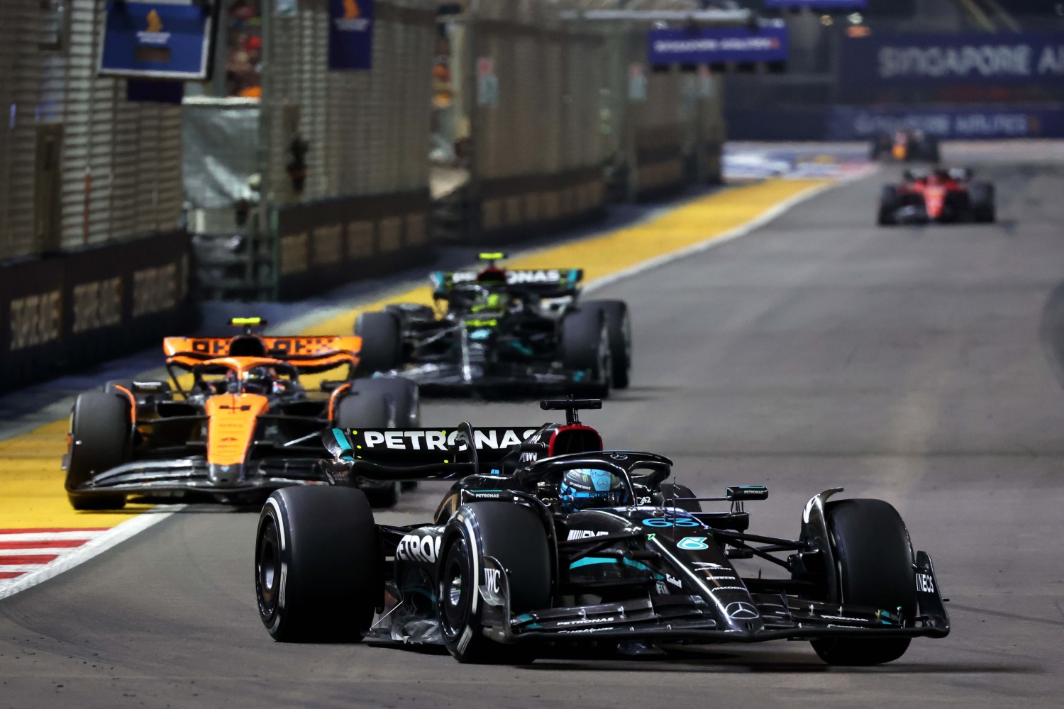 George Russell Leads Lando Norris and Lewis Hamilton in 2023 Singapore Grand Prix, Sunday - Steve Etherington for Mercedes