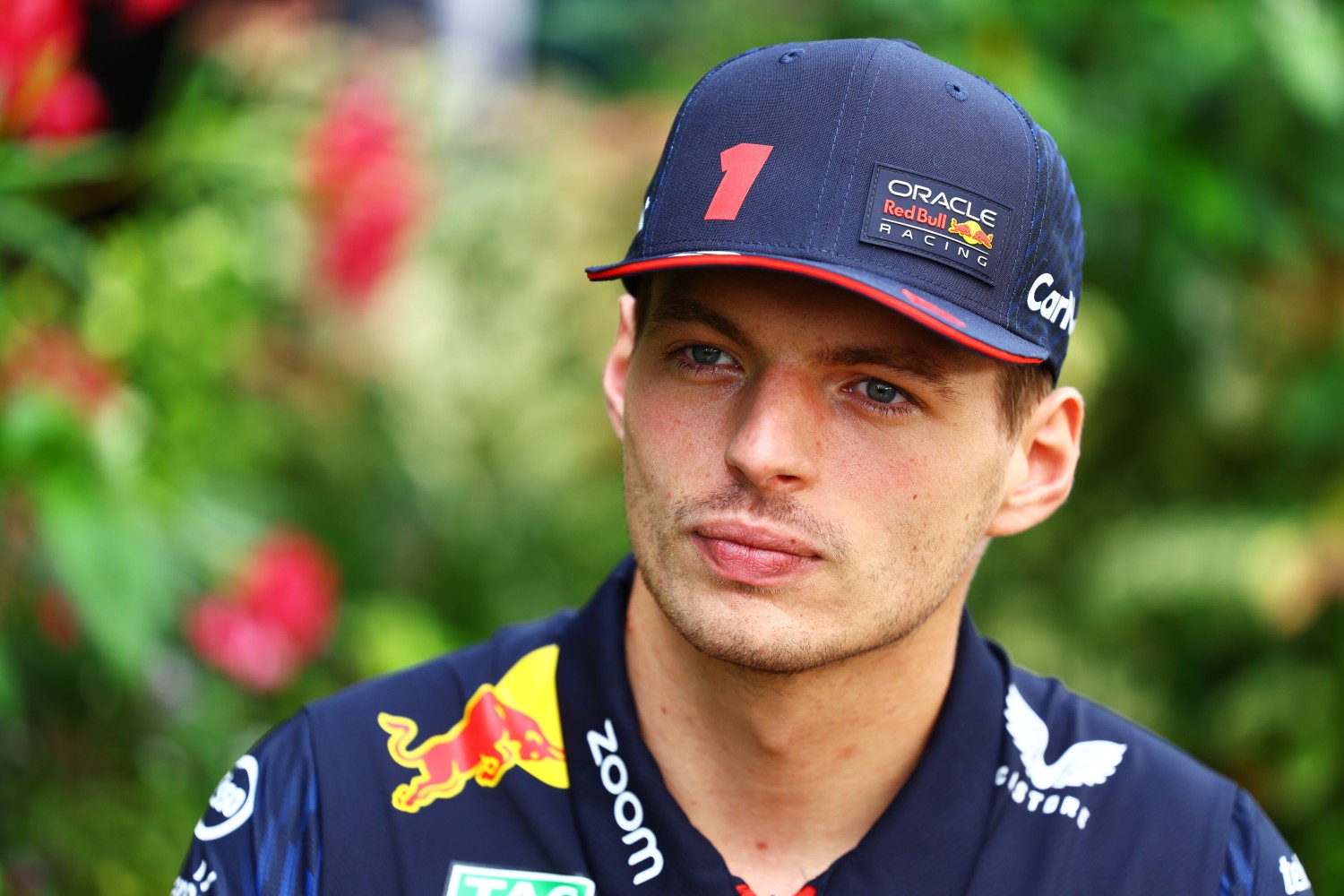 Max Verstappen of the Netherlands and Oracle Red Bull Racing looks on in the Paddock prior to final practice ahead of the F1 Grand Prix of Singapore at Marina Bay Street Circuit on September 16, 2023 in Singapore, Singapore. (Photo by Mark Thompson/Getty Images) // Getty Images / Red Bull Content Pool