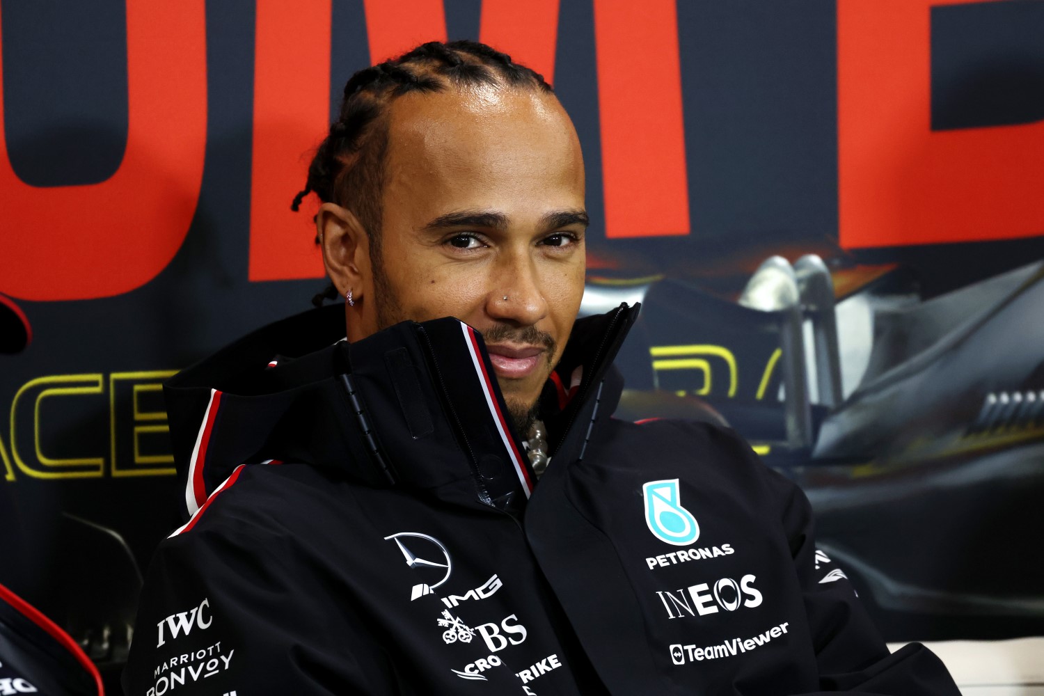 A smug Lewis Hamilton 2023 Belgian Grand Prix - LAT Images for Mercedes. Every time he is next to a Red Bull, be it Perez or Verstappen, he hits them.