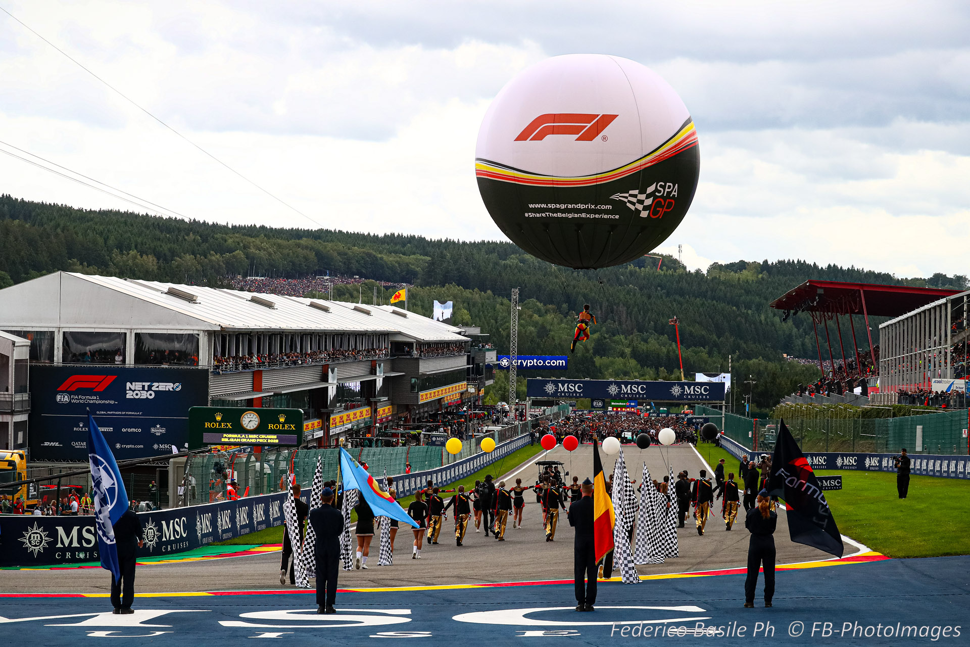 Starting Grid acrobatic local representation before the start of the race during the Belgian GP, Spa-Francorchamps 27-30 July 2023 Formula 1 World championship 2023.