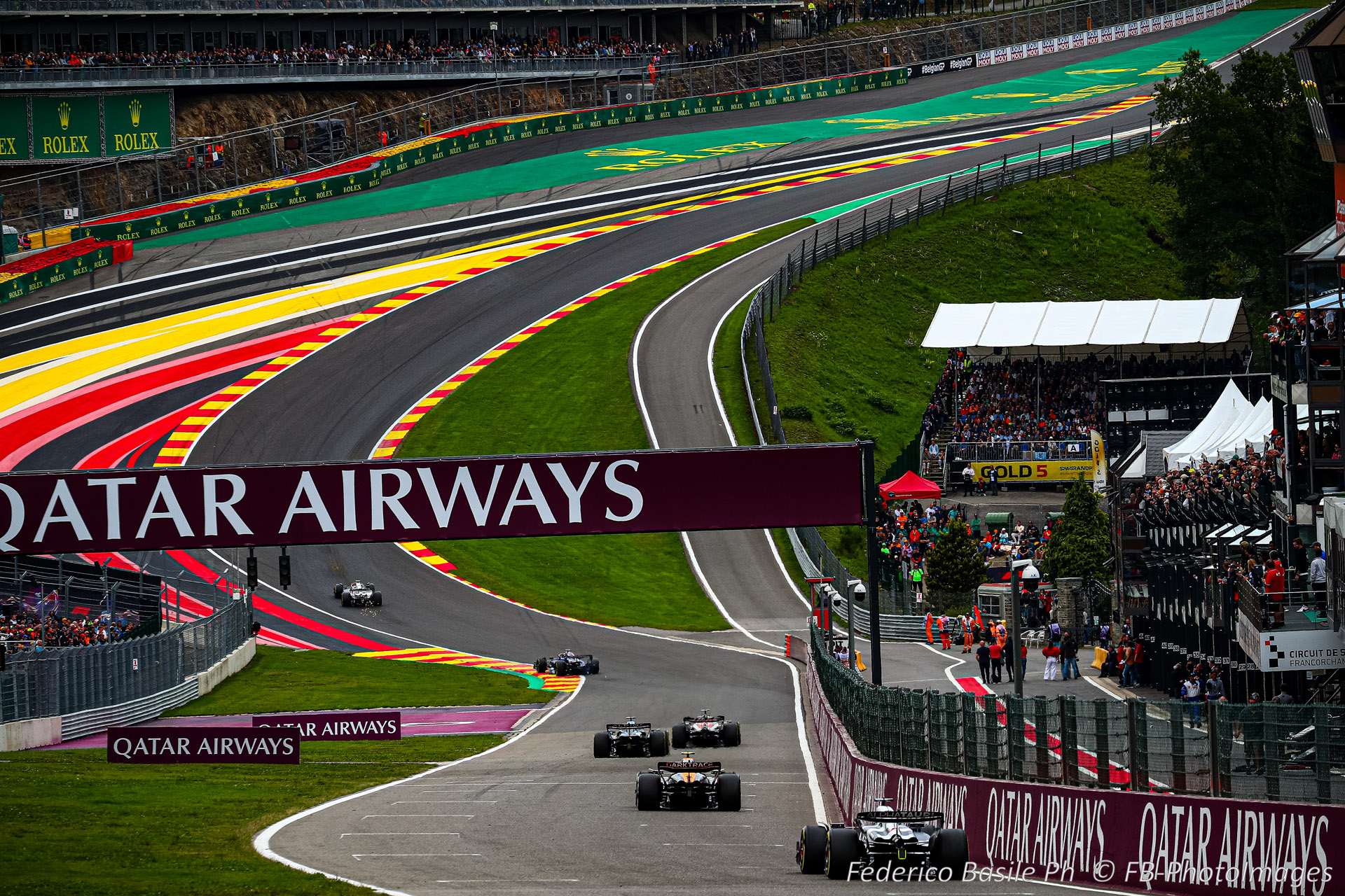 A view of Eau Rouge and #3 Daniel Ricciardo, (AUS)Alpha Tauri, Honda during the Belgian GP, Spa-Francorchamps 27-30 July 2023 Formula 1 World championship 2023.