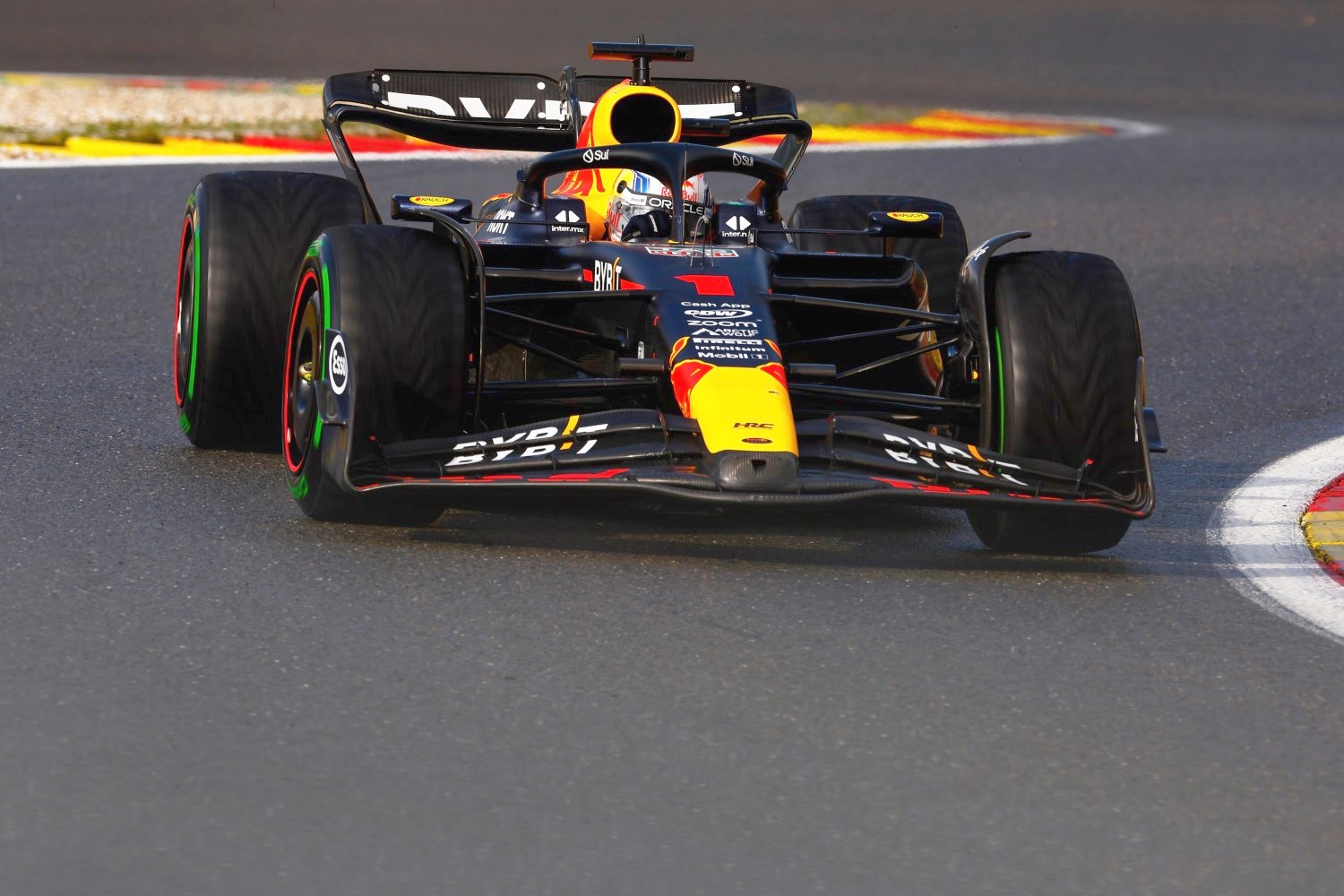 Max Verstappen of the Netherlands driving the (1) Oracle Red Bull Racing RB19 on track during the Sprint ahead of the F1 Grand Prix of Belgium at Circuit de Spa-Francorchamps on July 29, 2023 in Spa, Belgium. (Photo by Francois Nel/Getty Images) // Getty Images / Red Bull Content Pool //