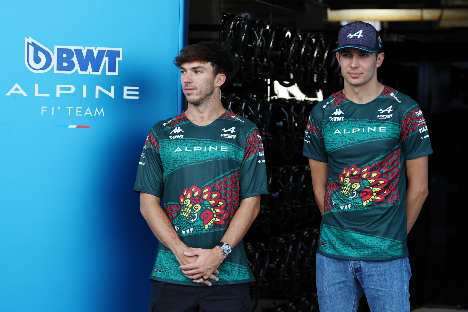 Pierre Gasly and Esteban Ocon at the Japanese GP for a photo shoot