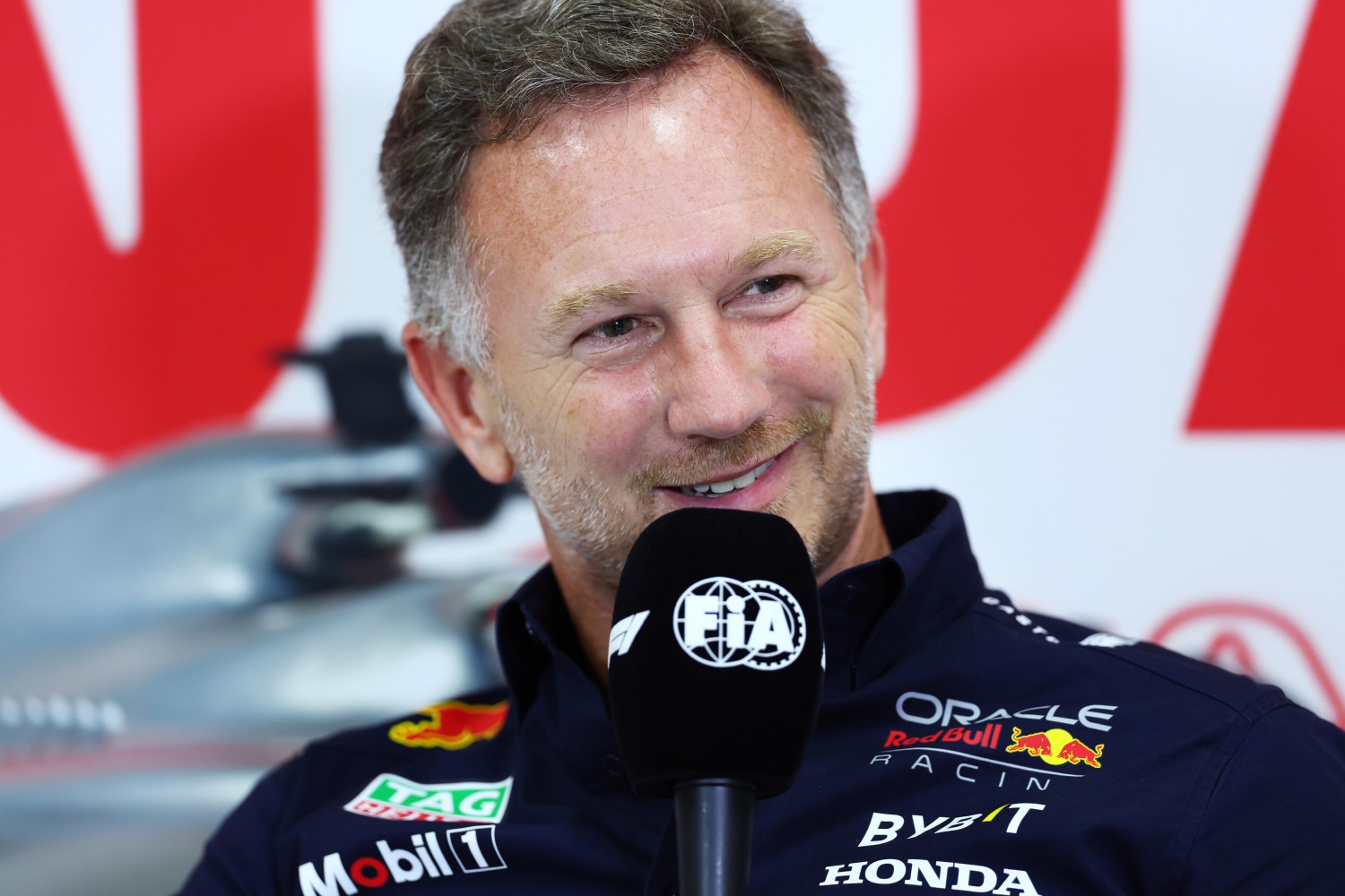 Red Bull Racing Team Principal Christian Horner attends the Team Principals Press Conference during practice ahead of the F1 Grand Prix of Japan at Suzuka International Racing Course on September 22, 2023 in Suzuka, Japan. (Photo by Dan Istitene/Getty Images) // Getty Images / Red Bull Content Pool 