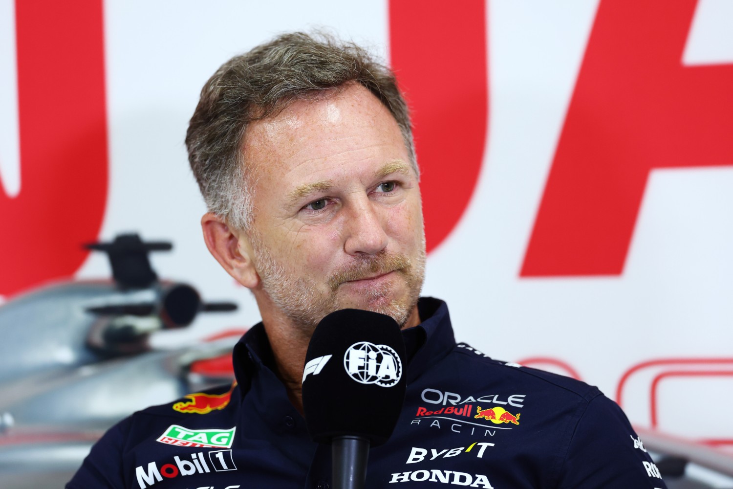 Red Bull Racing Team Principal Christian Horner attends the Team Principals Press Conference during practice ahead of the F1 Grand Prix of Japan at Suzuka International Racing Course on September 22, 2023 in Suzuka, Japan. (Photo by Dan Istitene/Getty Images) // Getty Images / Red Bull Content Pool