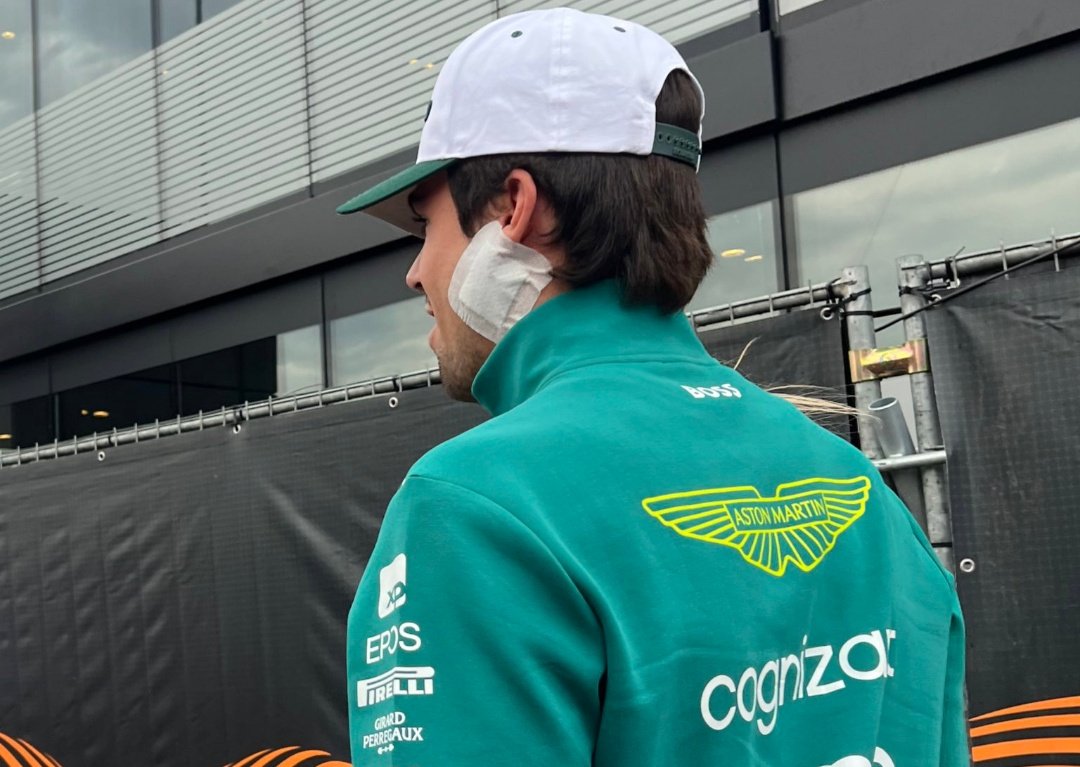 Lance Stroll sporting a bandage in Zandvoort