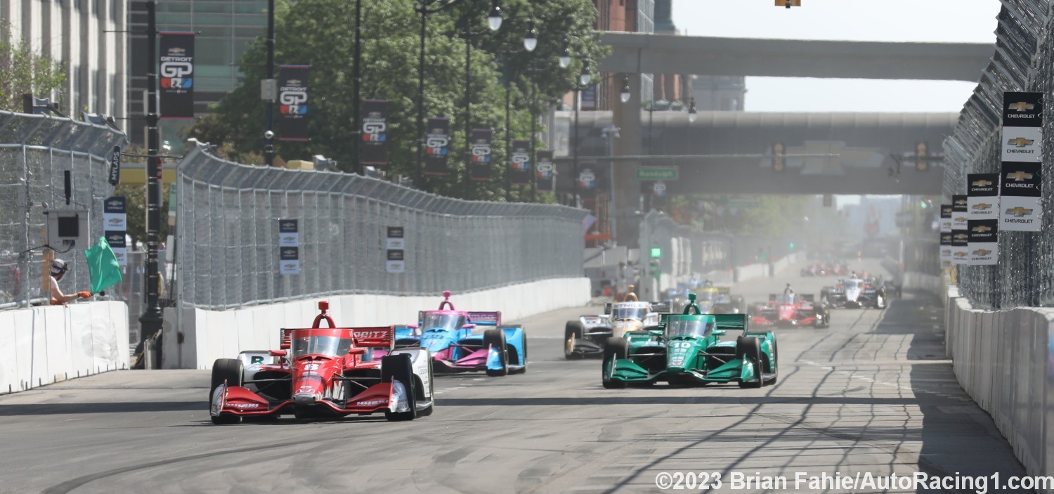 2023 Detroit GP - Ericsson and Palou during morning warm-up