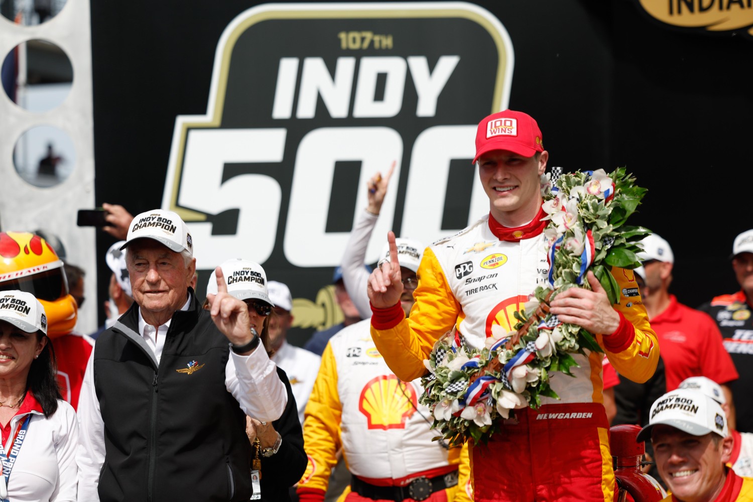 Josef Newgarden and team owner_ Roger Penske - Photo by By_ Joe Skibinski