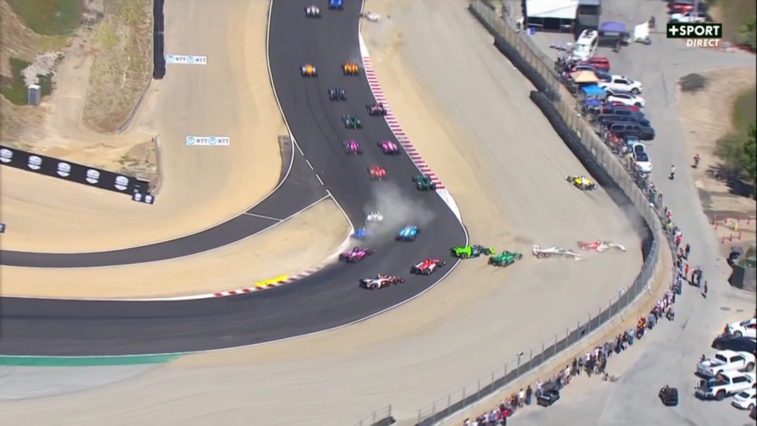 IndyCar Laguna Seca Lap 1 crash