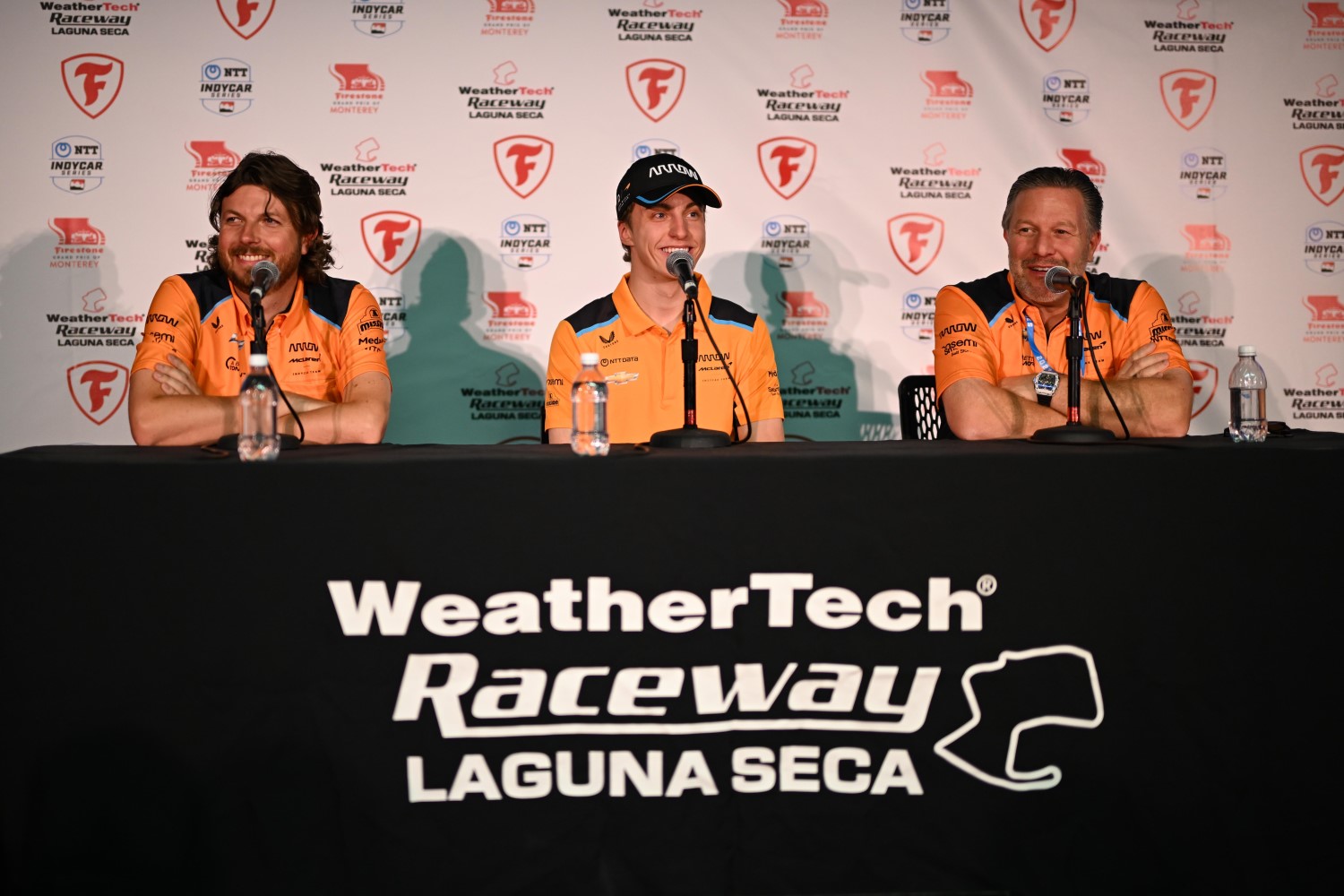 L to R: Gavin Ward, David Malukas and Zak Brown - Photo from the 2023 Firestone GP of Monterey, CA at Weatherteach Laguna Seca Raceway by Penske Entertainment/IndyCar