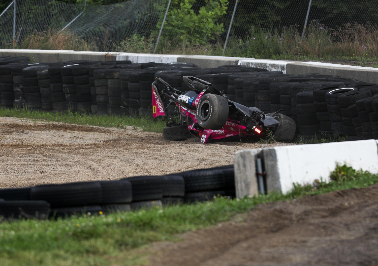 Simon Pagenaud upside down at Mid-Ohio. Photo by Penske Entertainment: Travis Hinkle