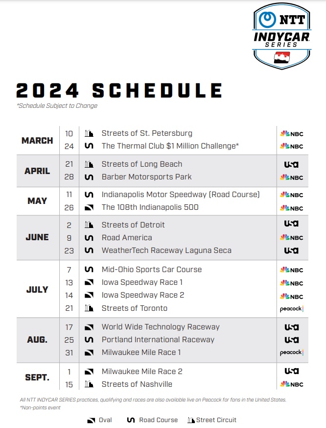 2024 IndyCar Schedule