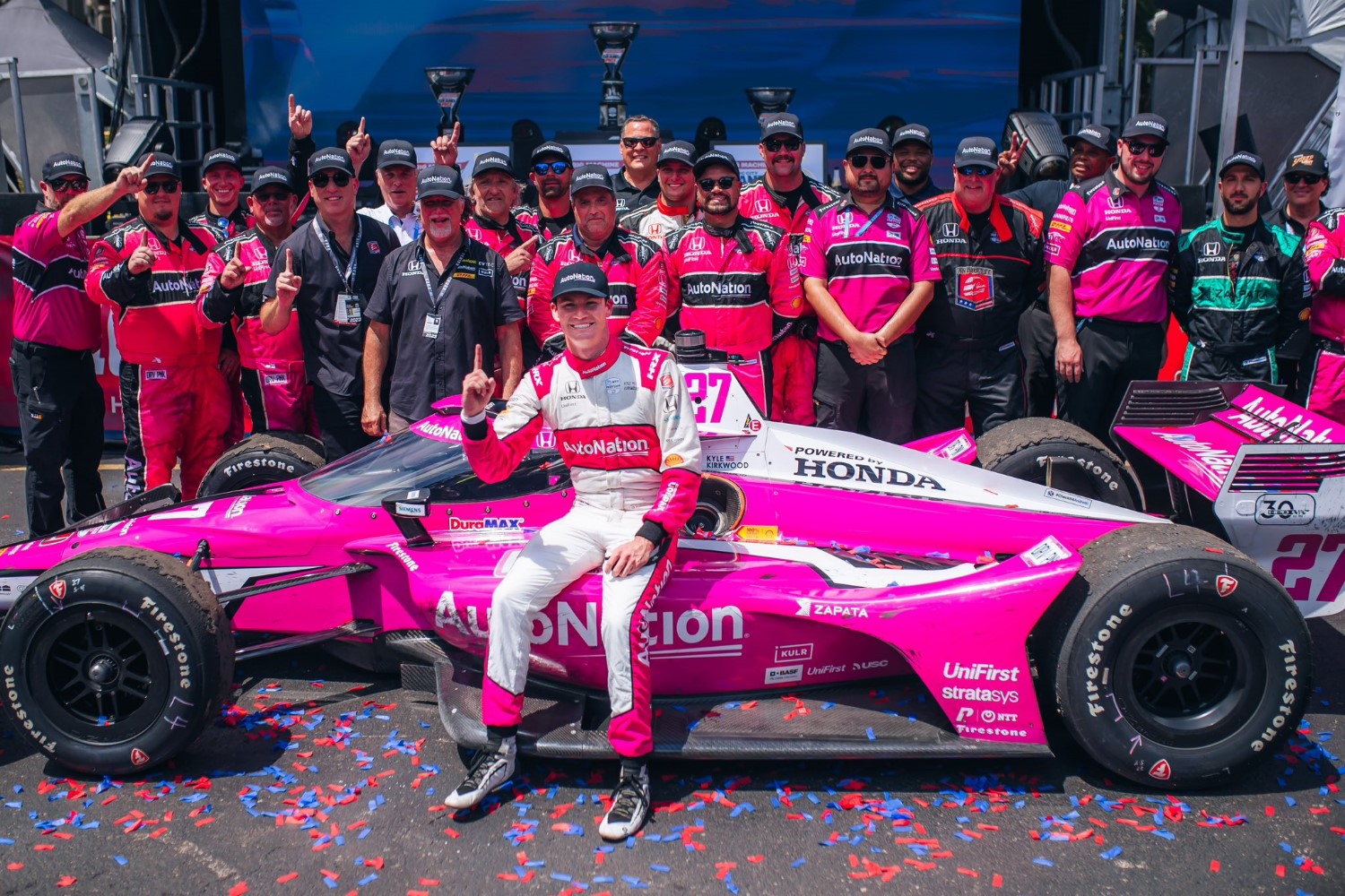 2023 Music City GP winner Kyle Kirkwood and his #27 Andretti Autosport Honda team