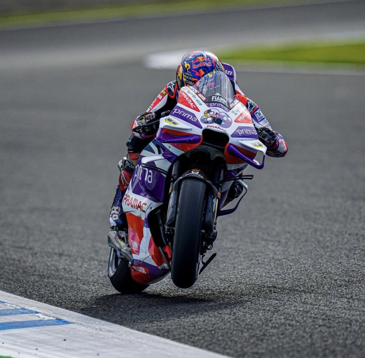 Jorge Martin does a Wheelie exiting the corner