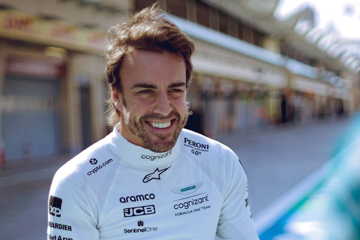 Fernando Alonso - smiling ear-to-ear like a Cheshire Cat. Photo courtesy of Pirelli Tires